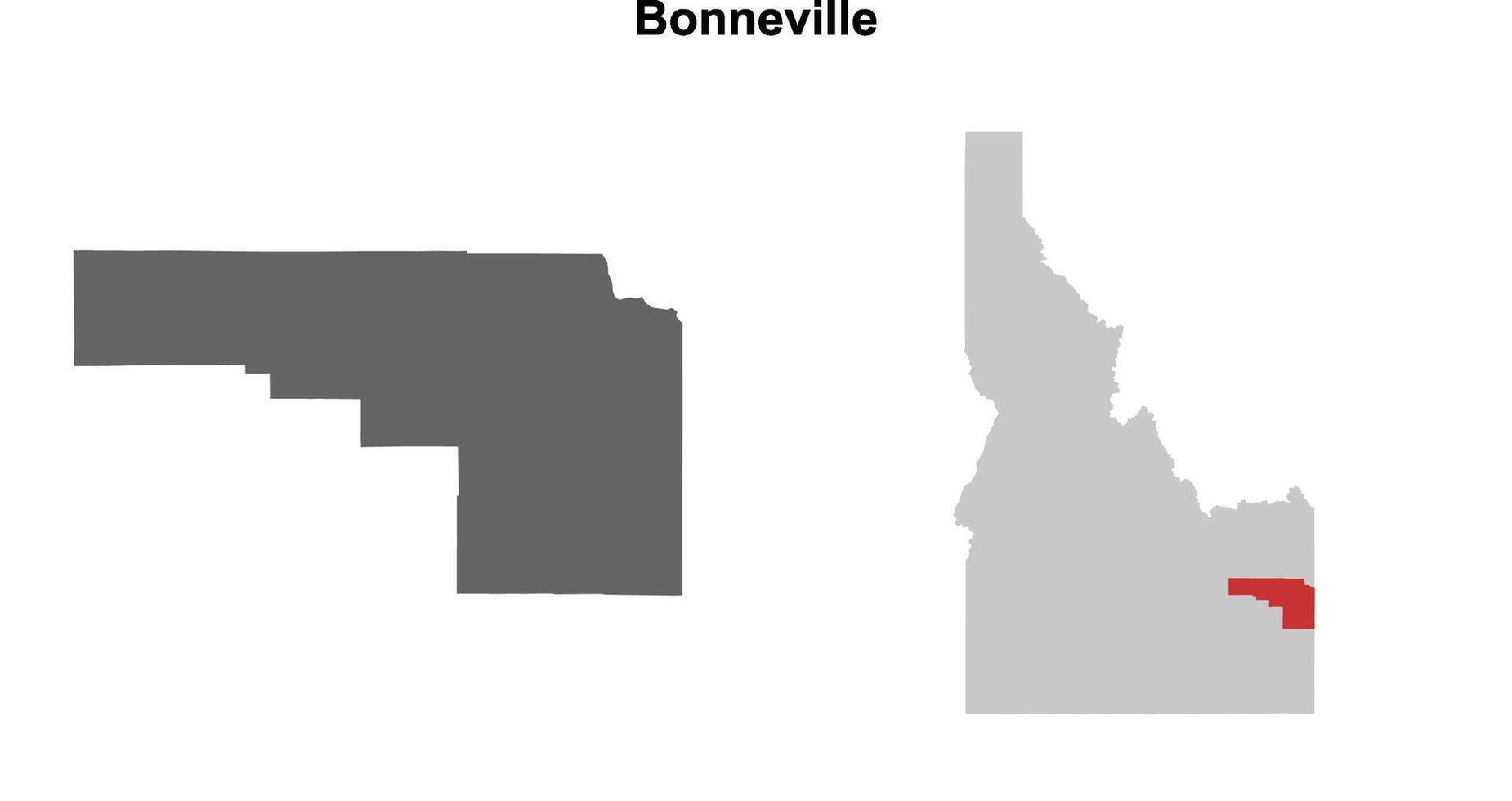 Bonneville County, Idaho blank outline map set vector