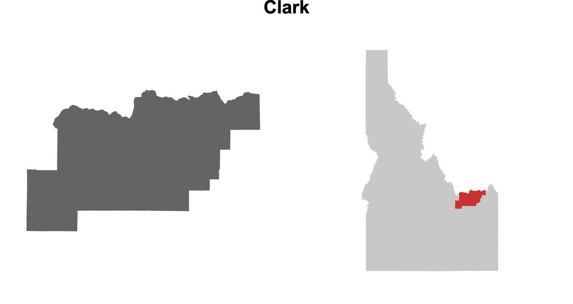Clark County, Idaho blank outline map set vector