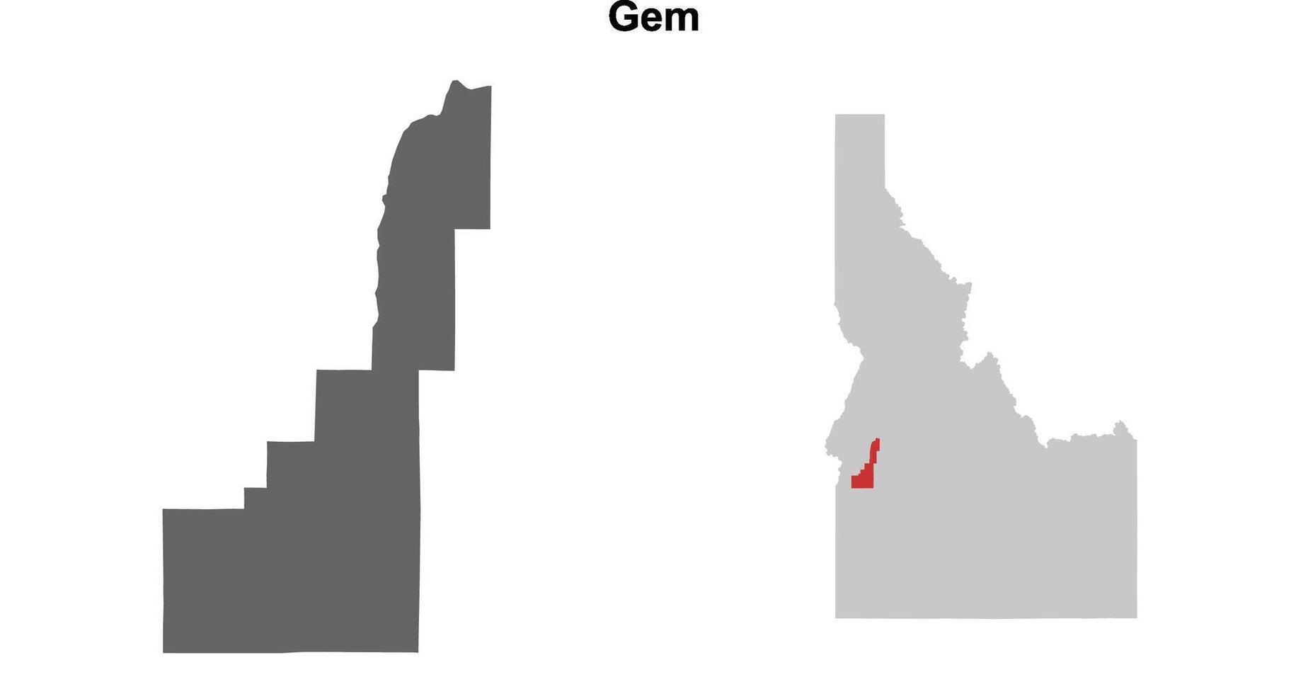 Gem County, Idaho blank outline map set vector