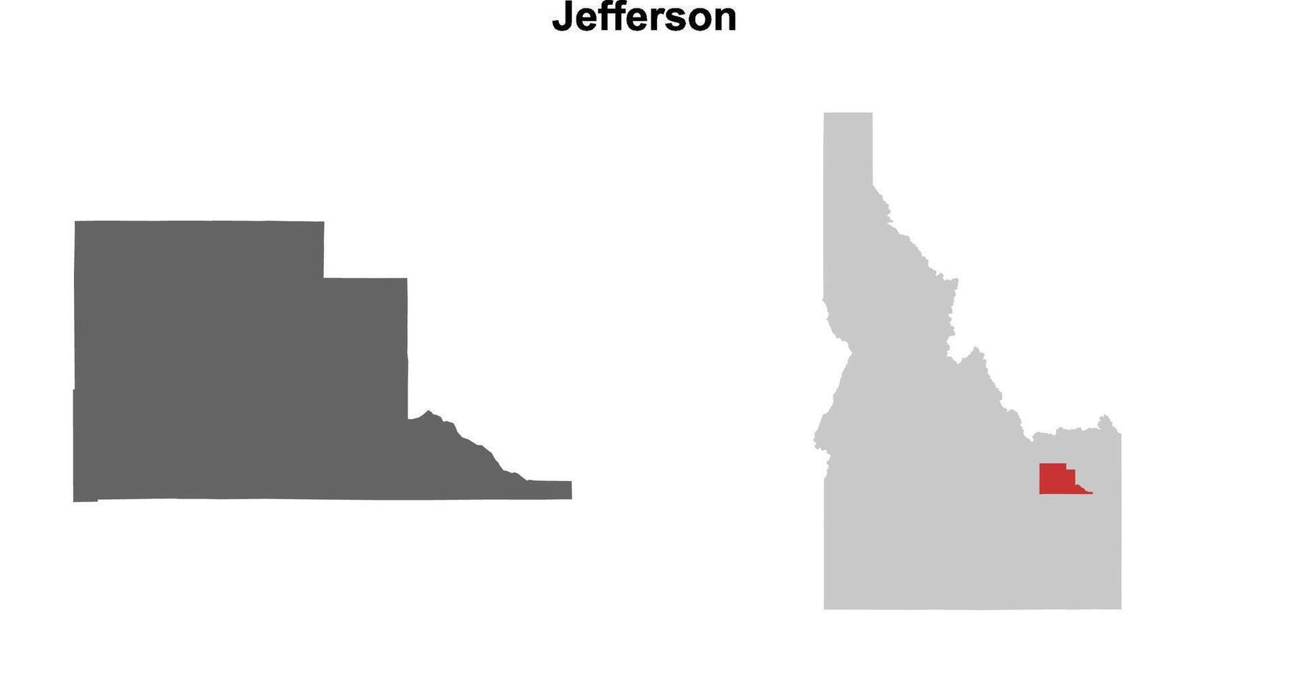 Jefferson County, Idaho blank outline map set vector