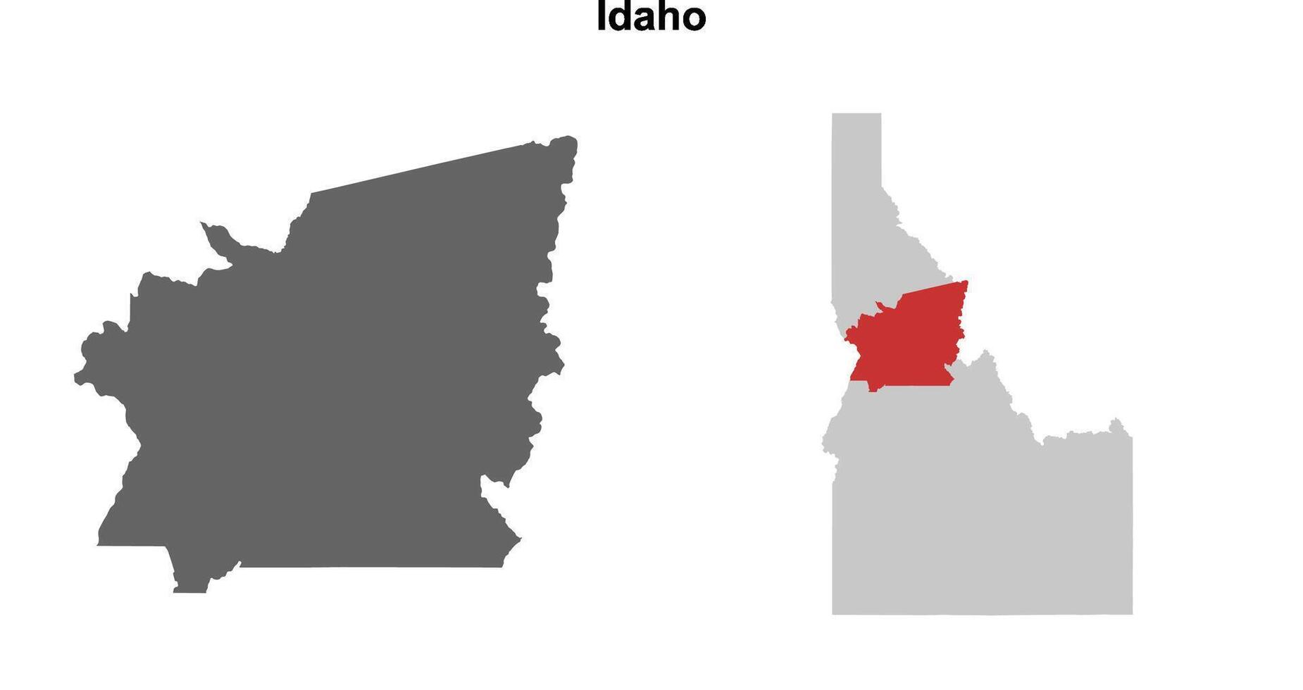 Idaho County, Idaho blank outline map set vector
