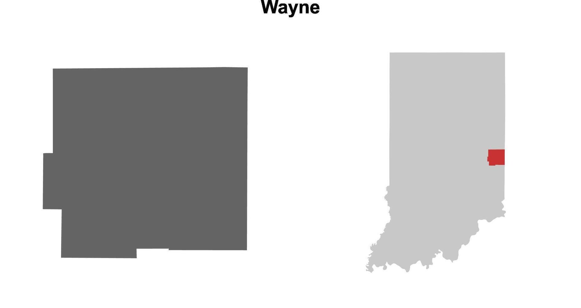 Wayne County, Indiana blank outline map set vector