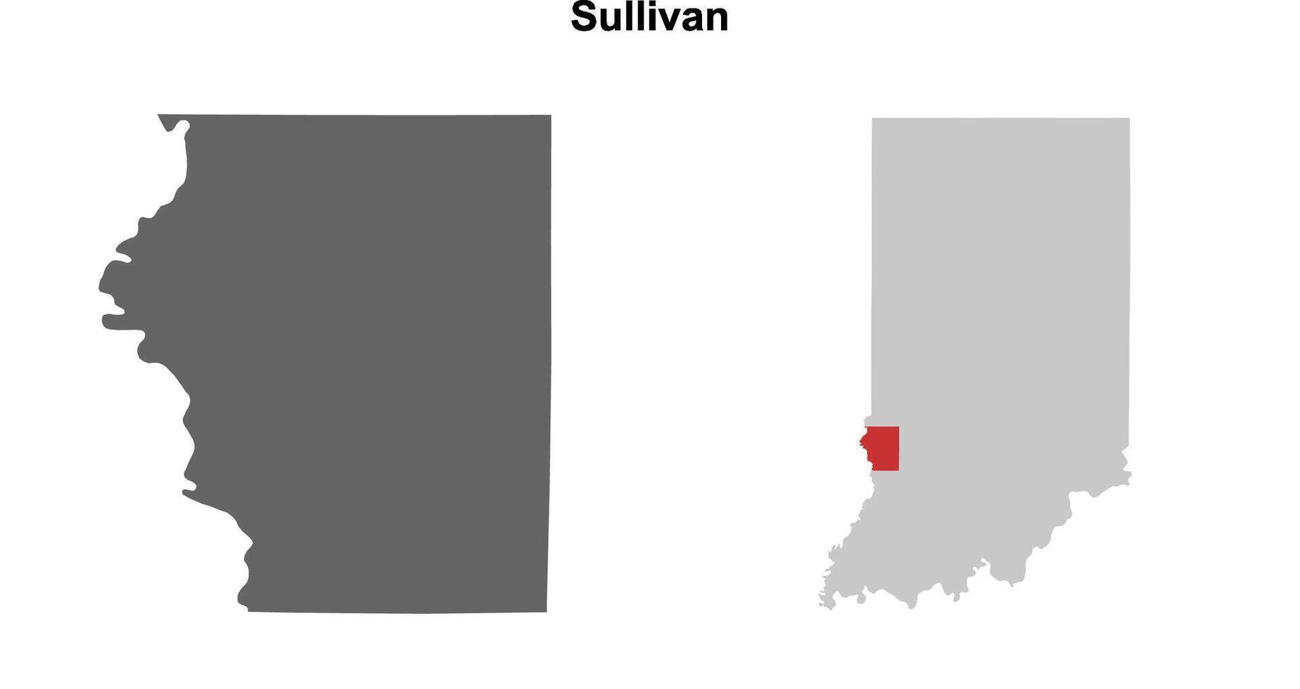 Sullivan County, Indiana blank outline map set vector