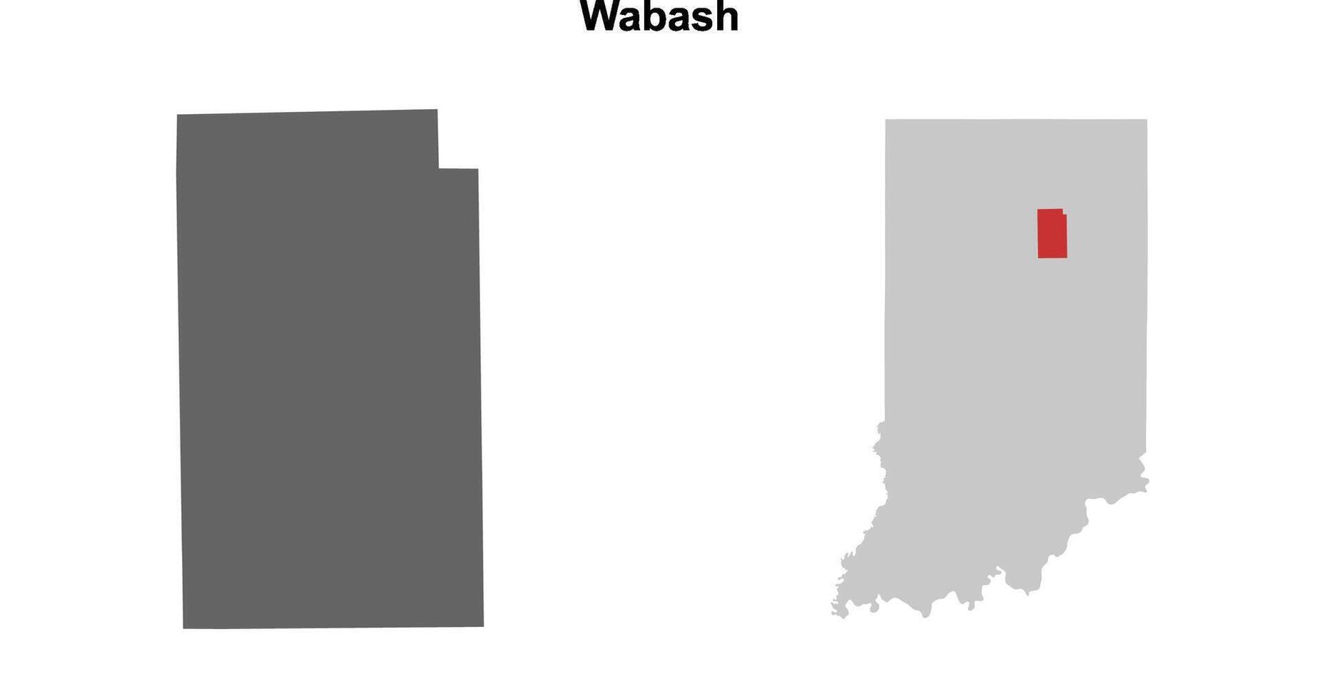 Wabash County, Indiana blank outline map set vector