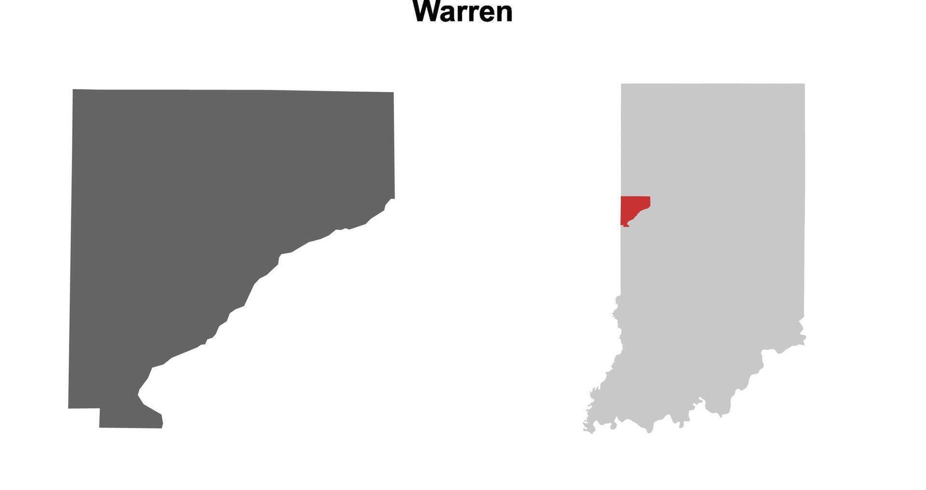 Warren County, Indiana blank outline map set vector