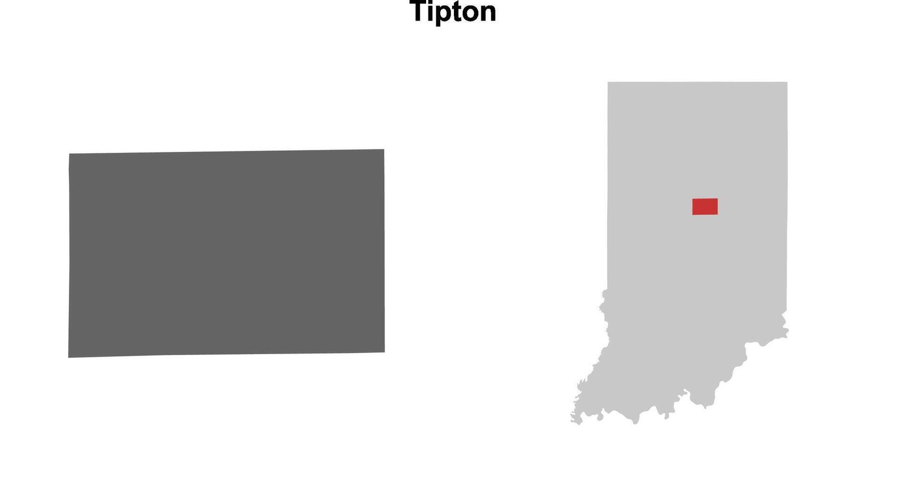 Tipton County, Indiana blank outline map set vector