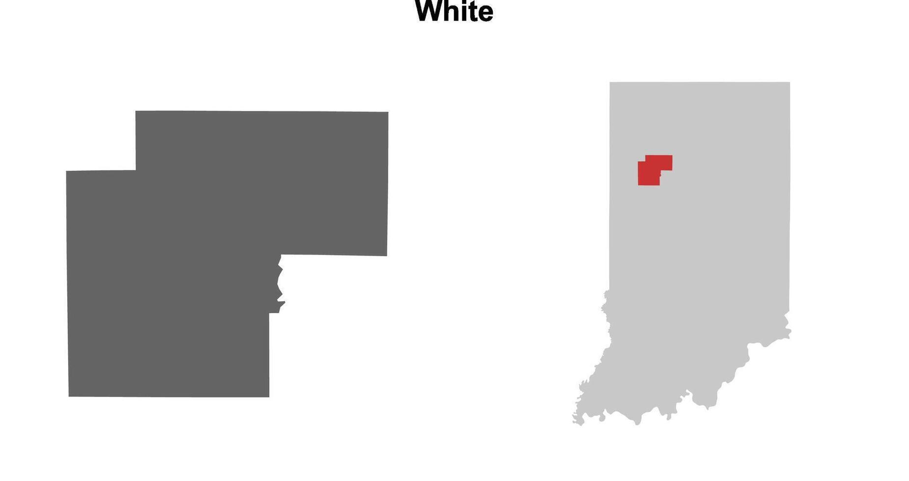 White County, Indiana blank outline map set vector