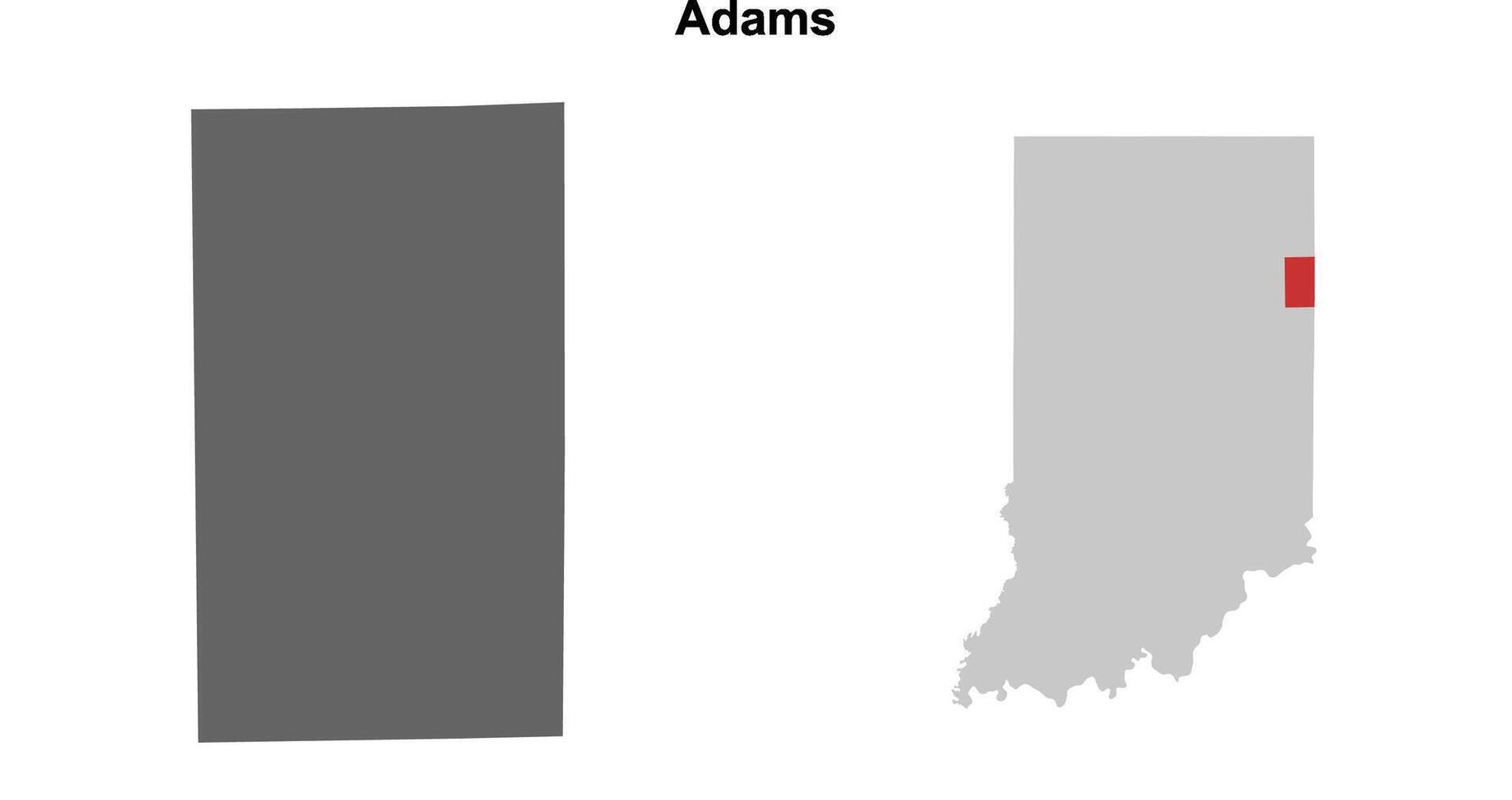 Adams County, Indiana blank outline map set vector