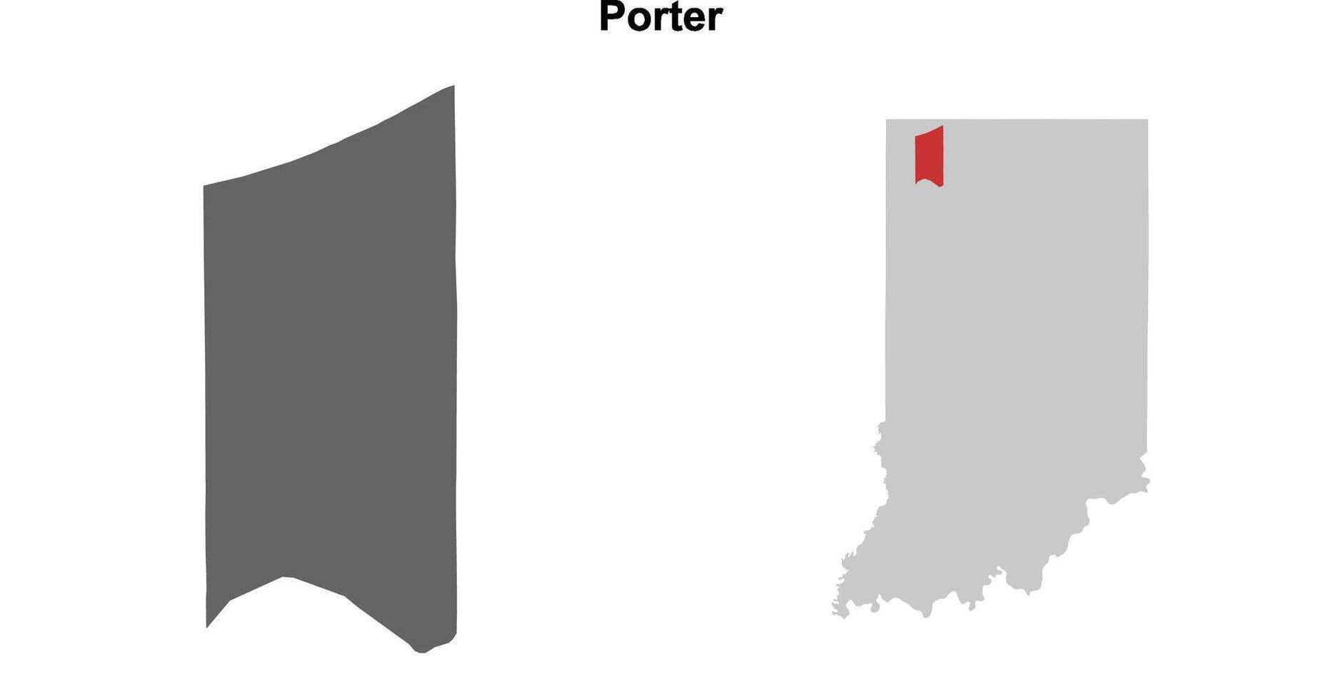 Porter County, Indiana blank outline map set vector