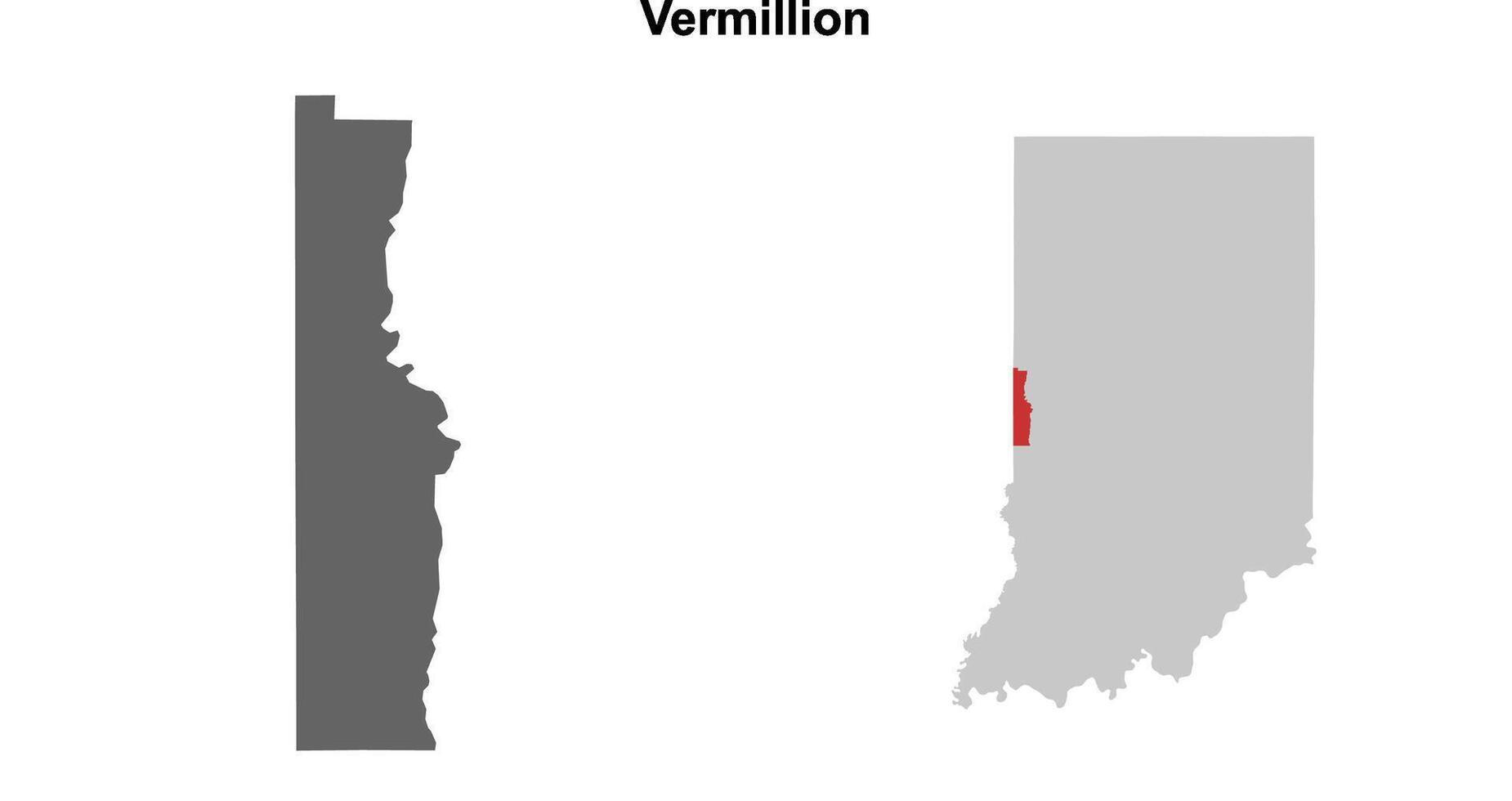 Vermillion County, Indiana blank outline map set vector