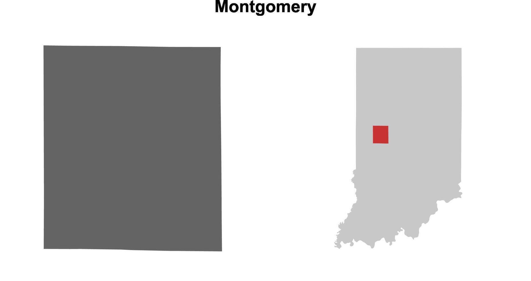Montgomery County, Indiana blank outline map set vector
