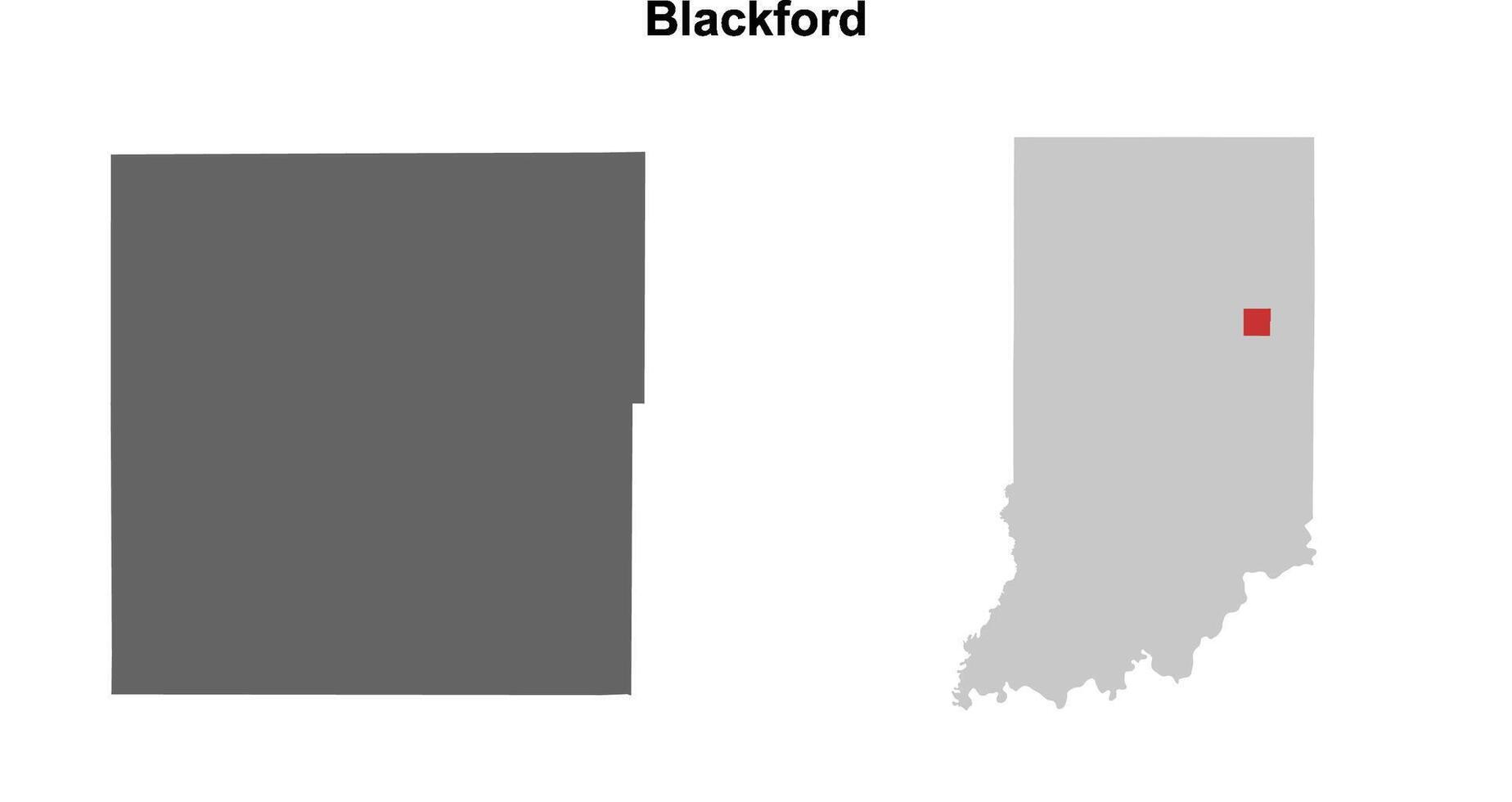 Blackford County, Indiana blank outline map set vector