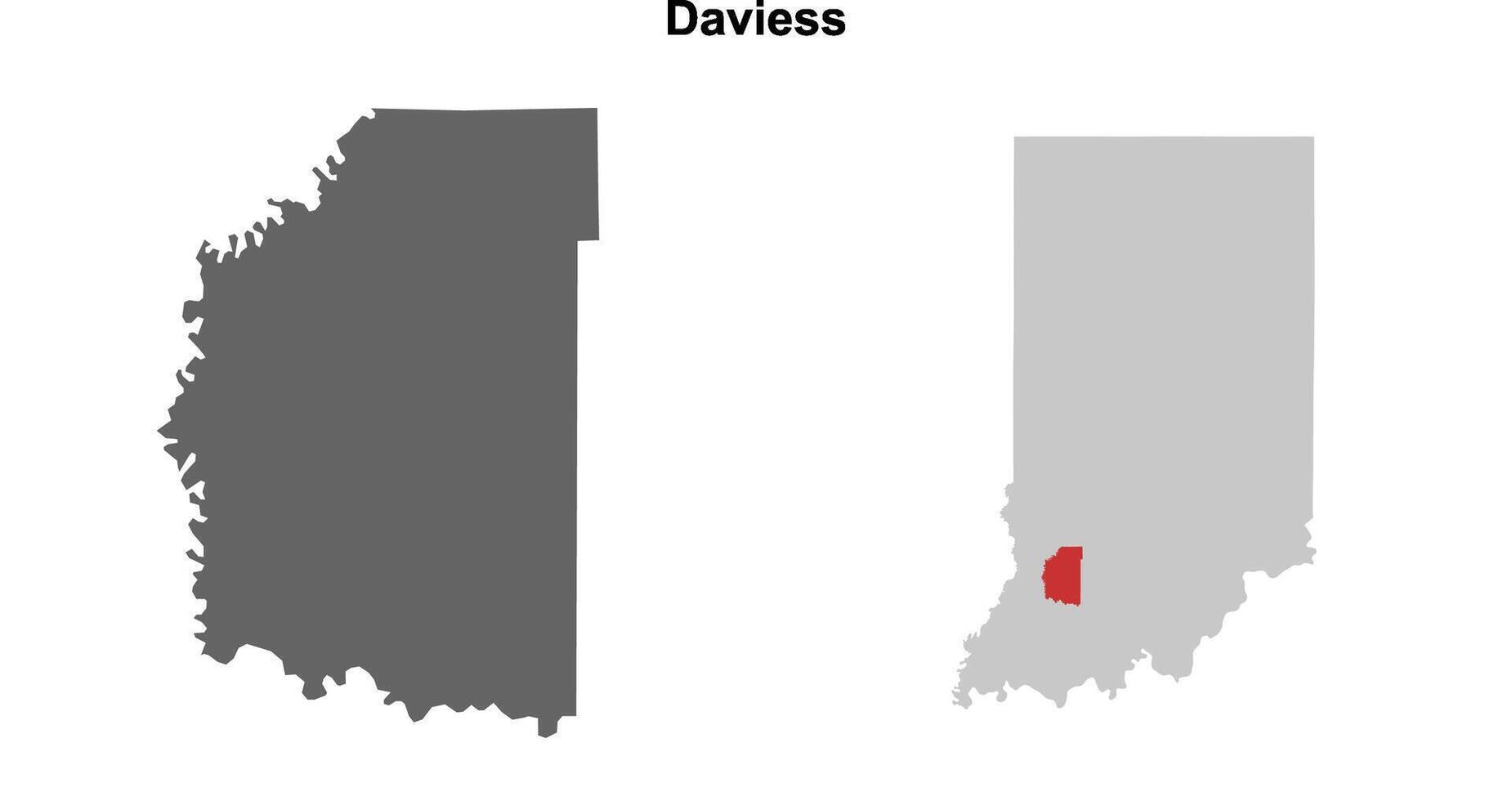 Daviess County, Indiana blank outline map set vector