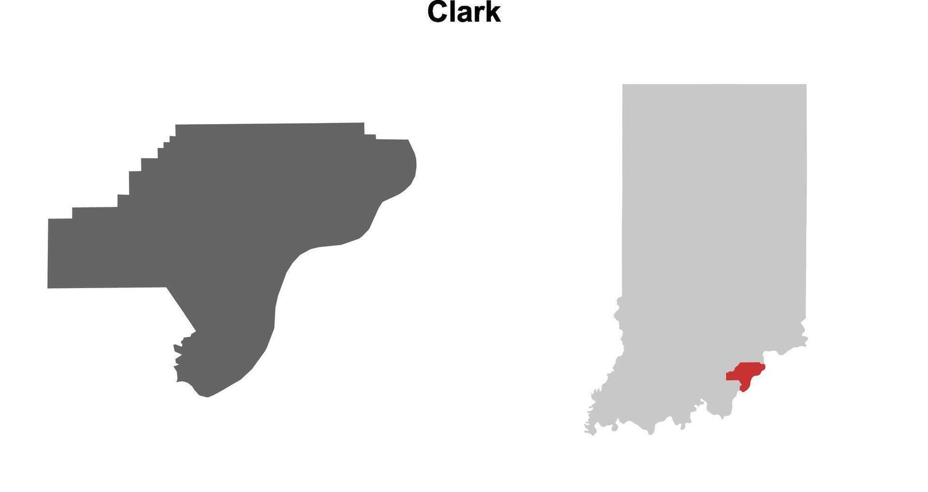 Clark County, Indiana blank outline map set vector