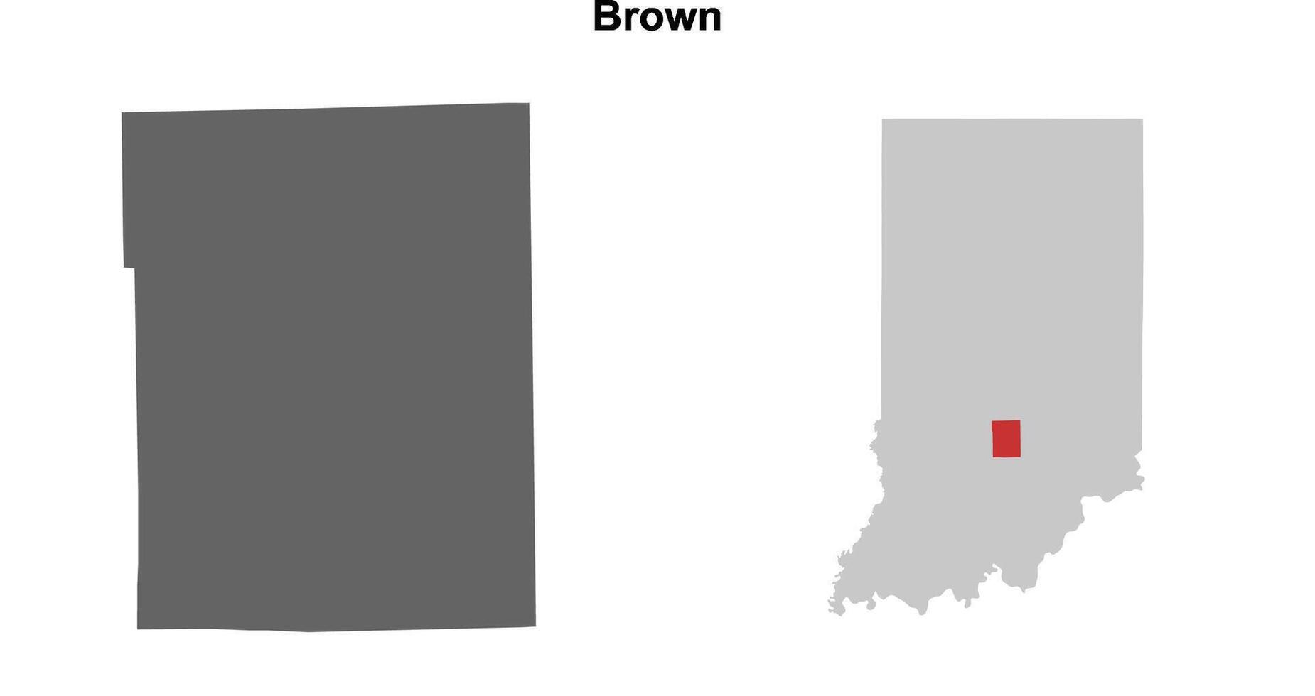 Brown County, Indiana blank outline map set vector