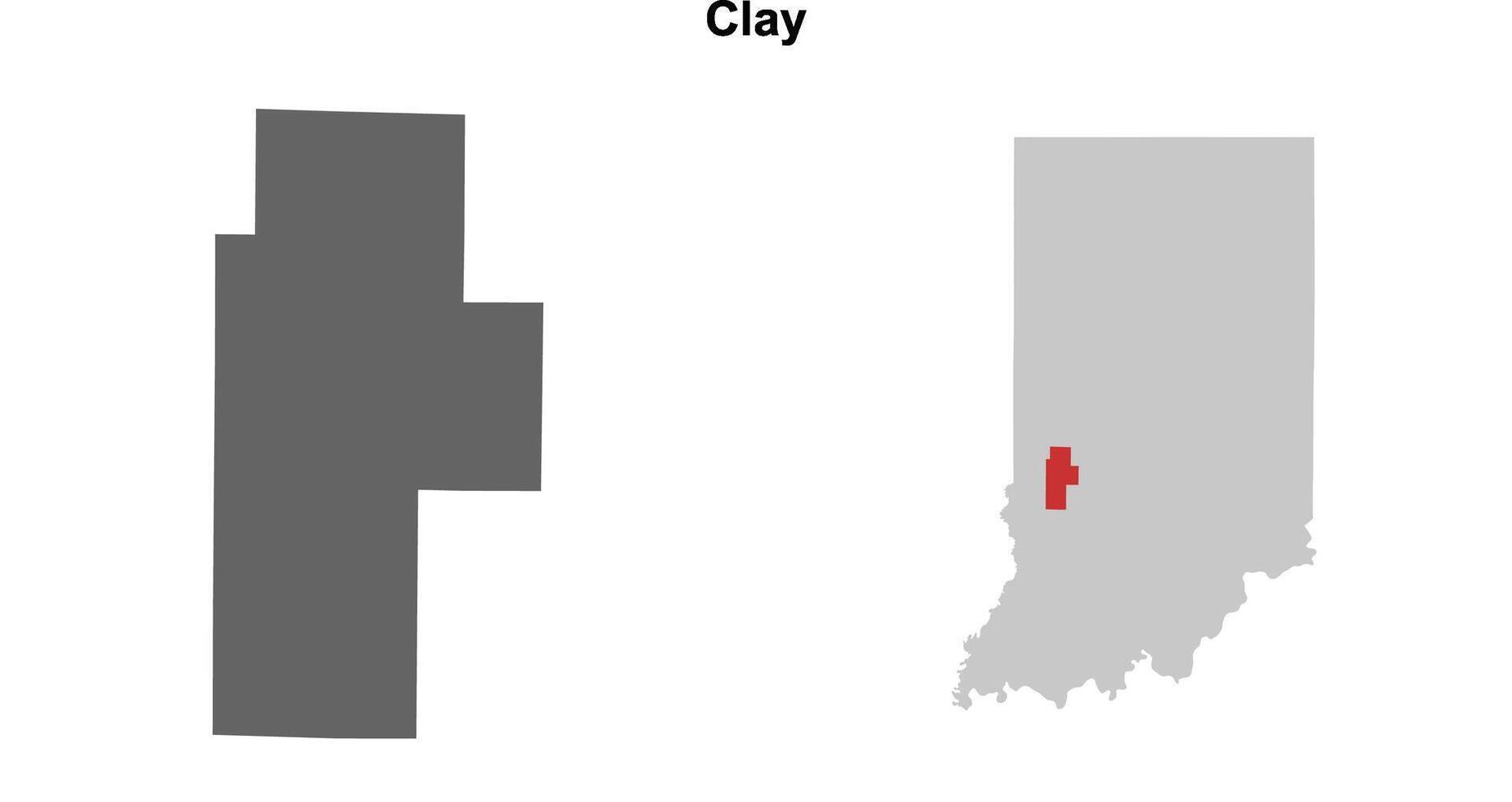 Clay County, Indiana blank outline map set vector