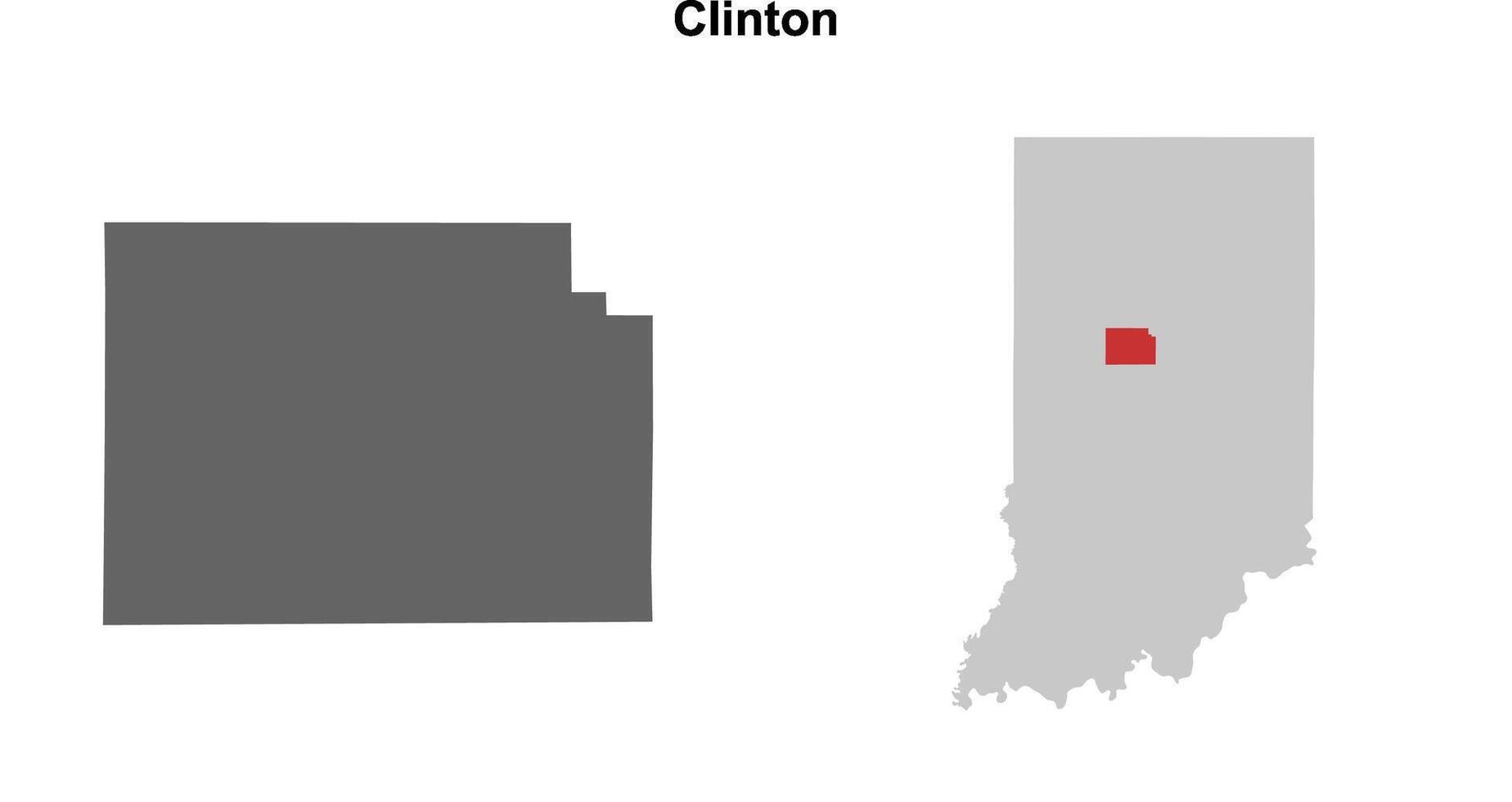 Clinton County, Indiana blank outline map set vector