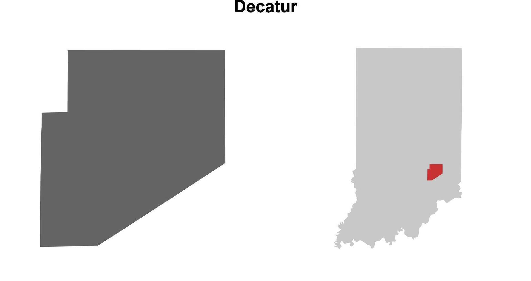 Decatur County, Indiana blank outline map set vector