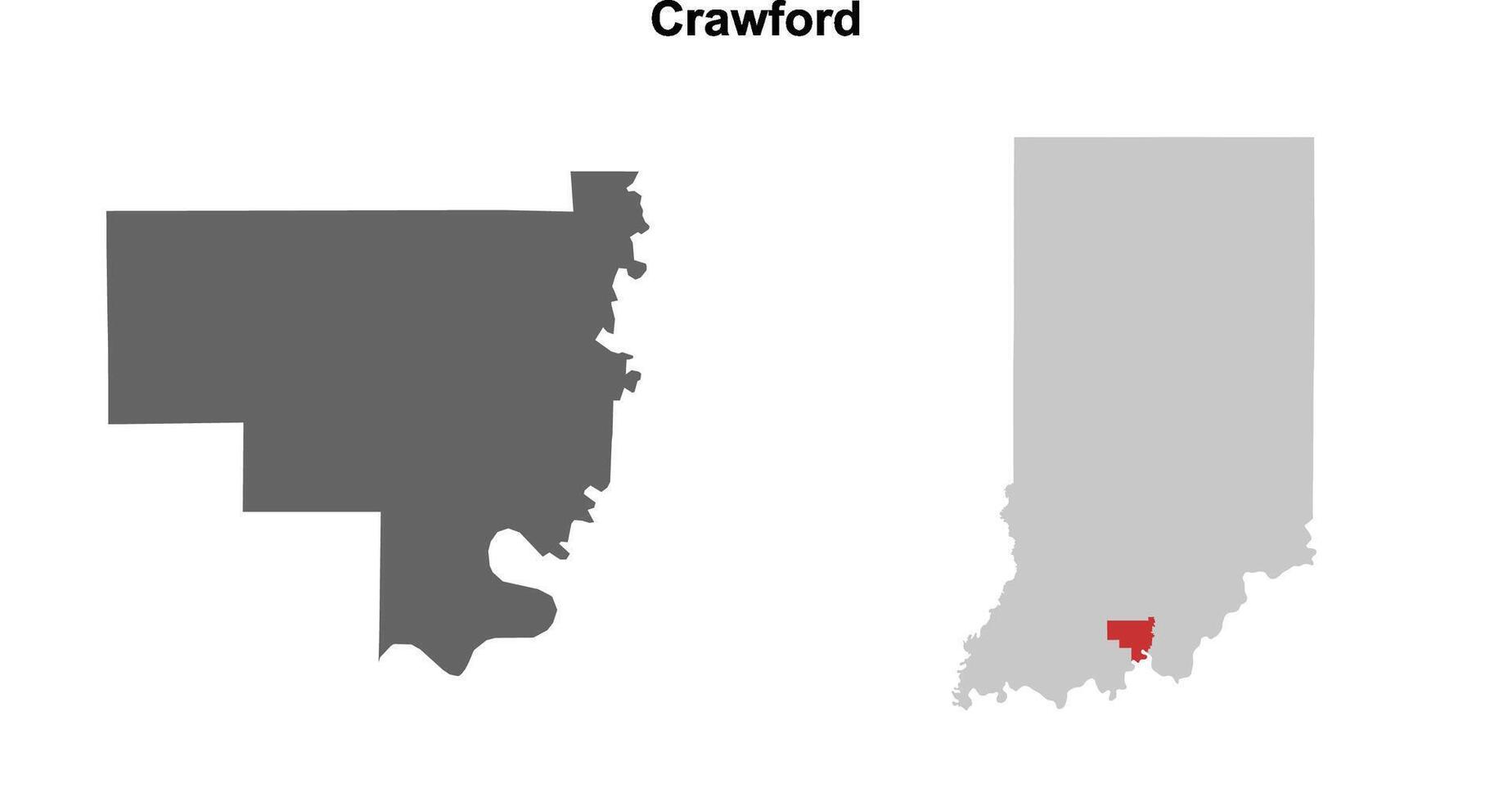 Crawford County, Indiana blank outline map set vector