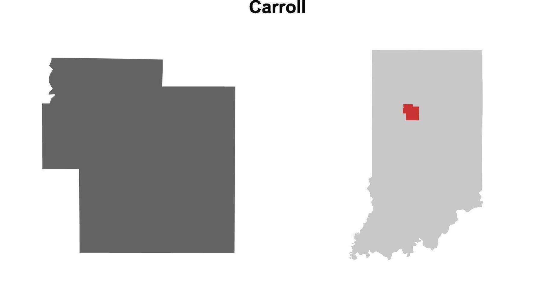 Carroll County, Indiana blank outline map set vector