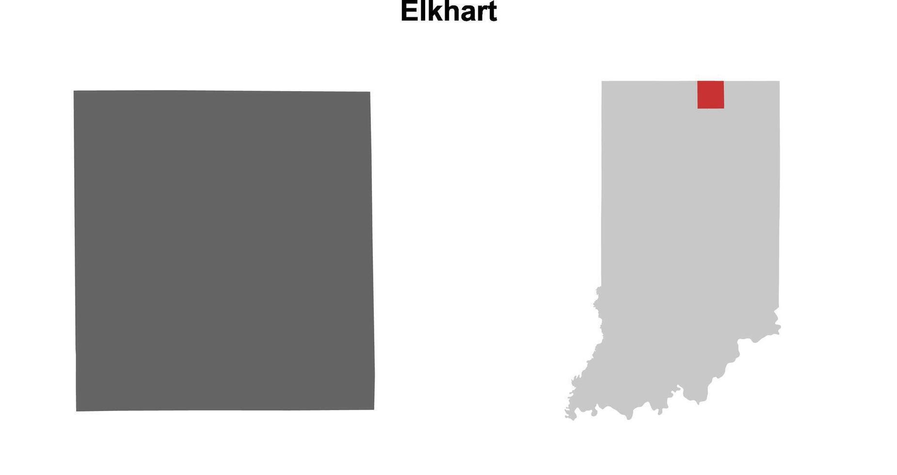 Elkhart County, Indiana blank outline map set vector
