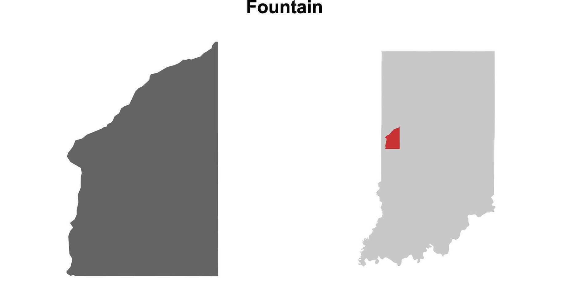 Fountain County, Indiana blank outline map set vector