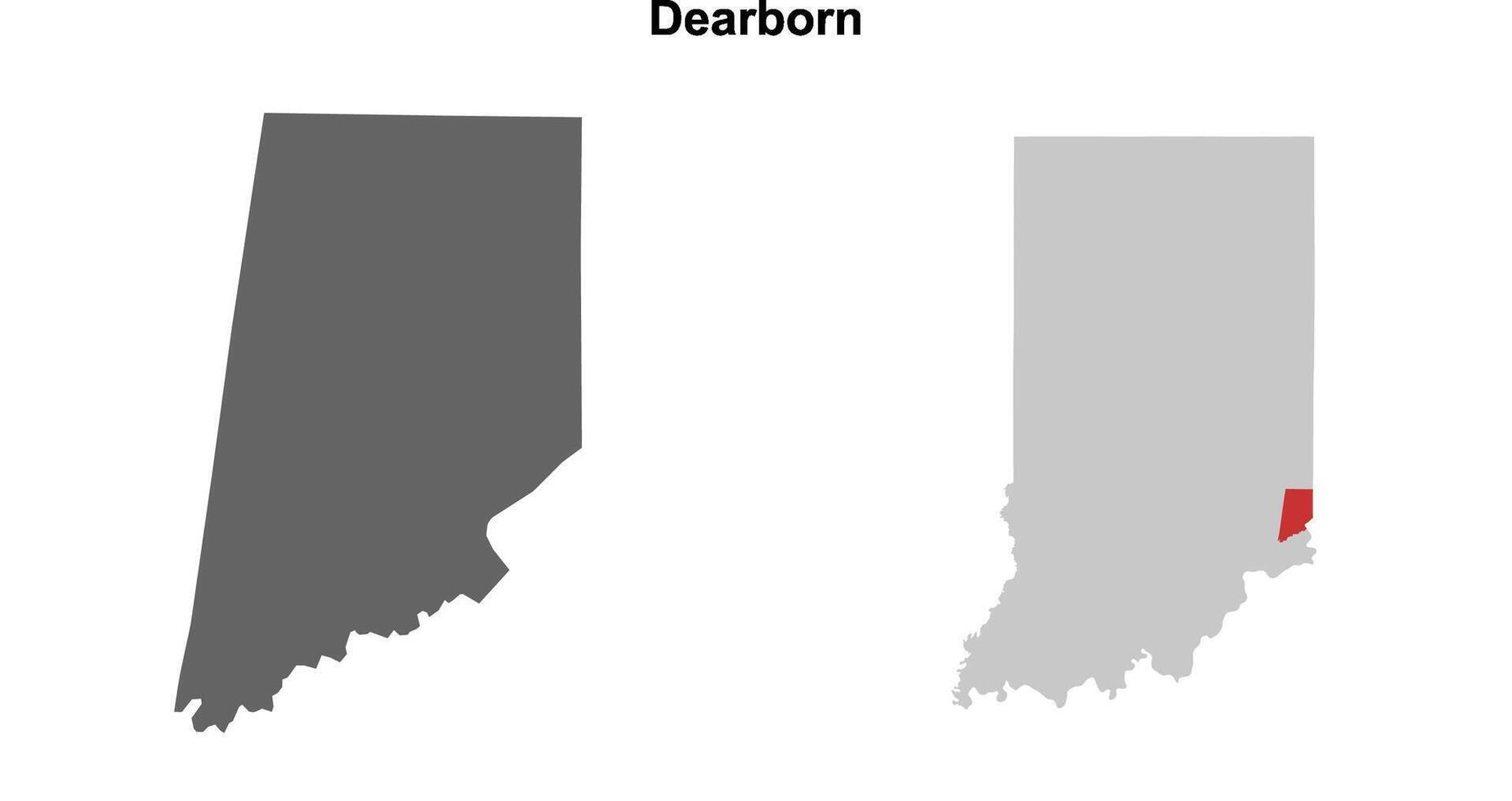 Dearborn County, Indiana blank outline map set vector