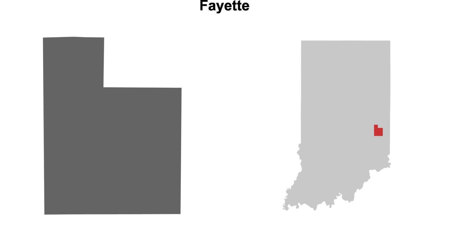 Fayette County, Indiana blank outline map set vector