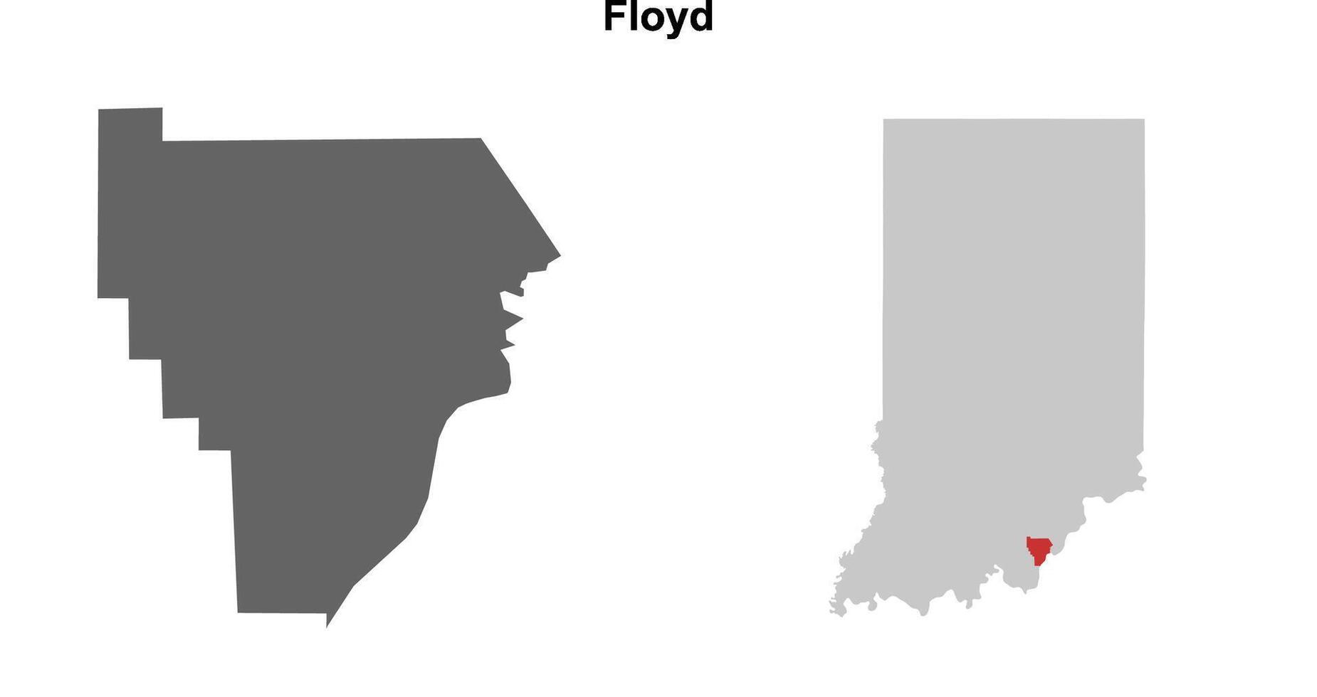 Floyd County, Indiana blank outline map set vector
