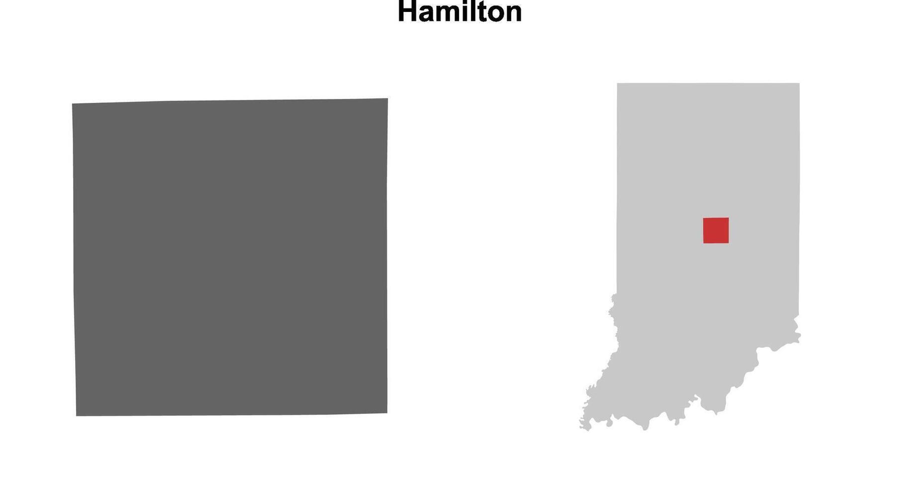 Hamilton County, Indiana blank outline map set vector