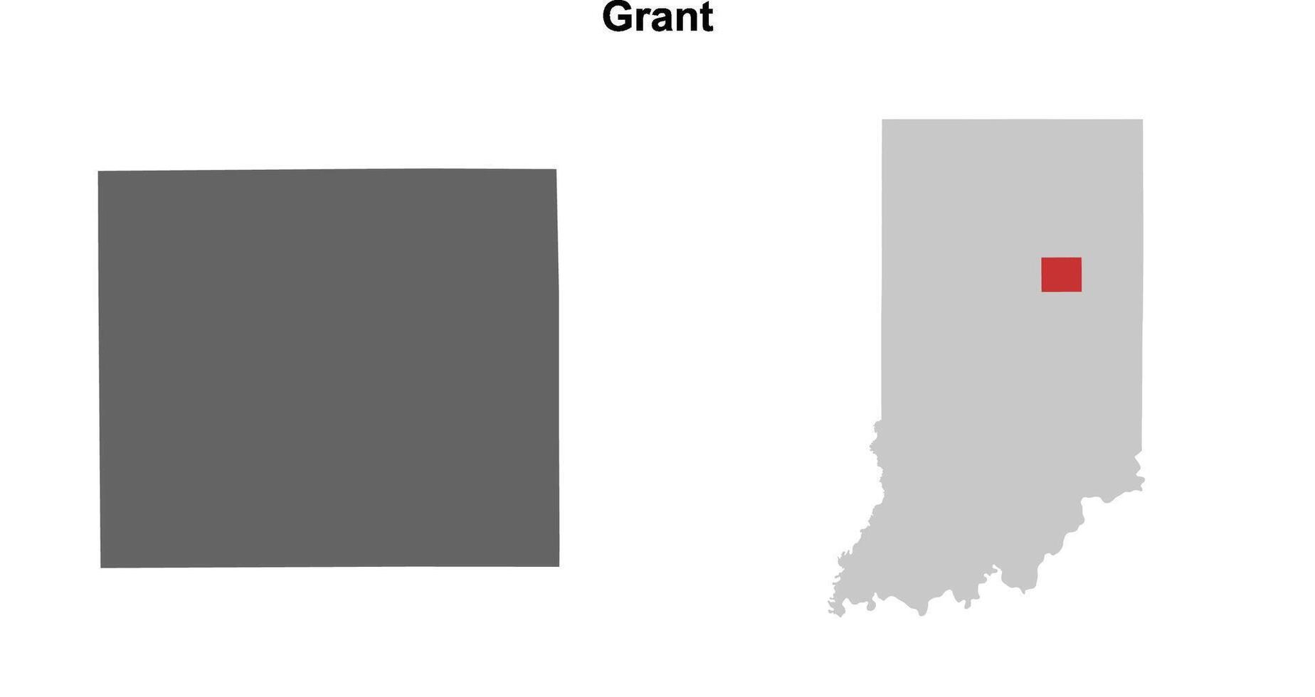 Grant County, Indiana blank outline map set vector