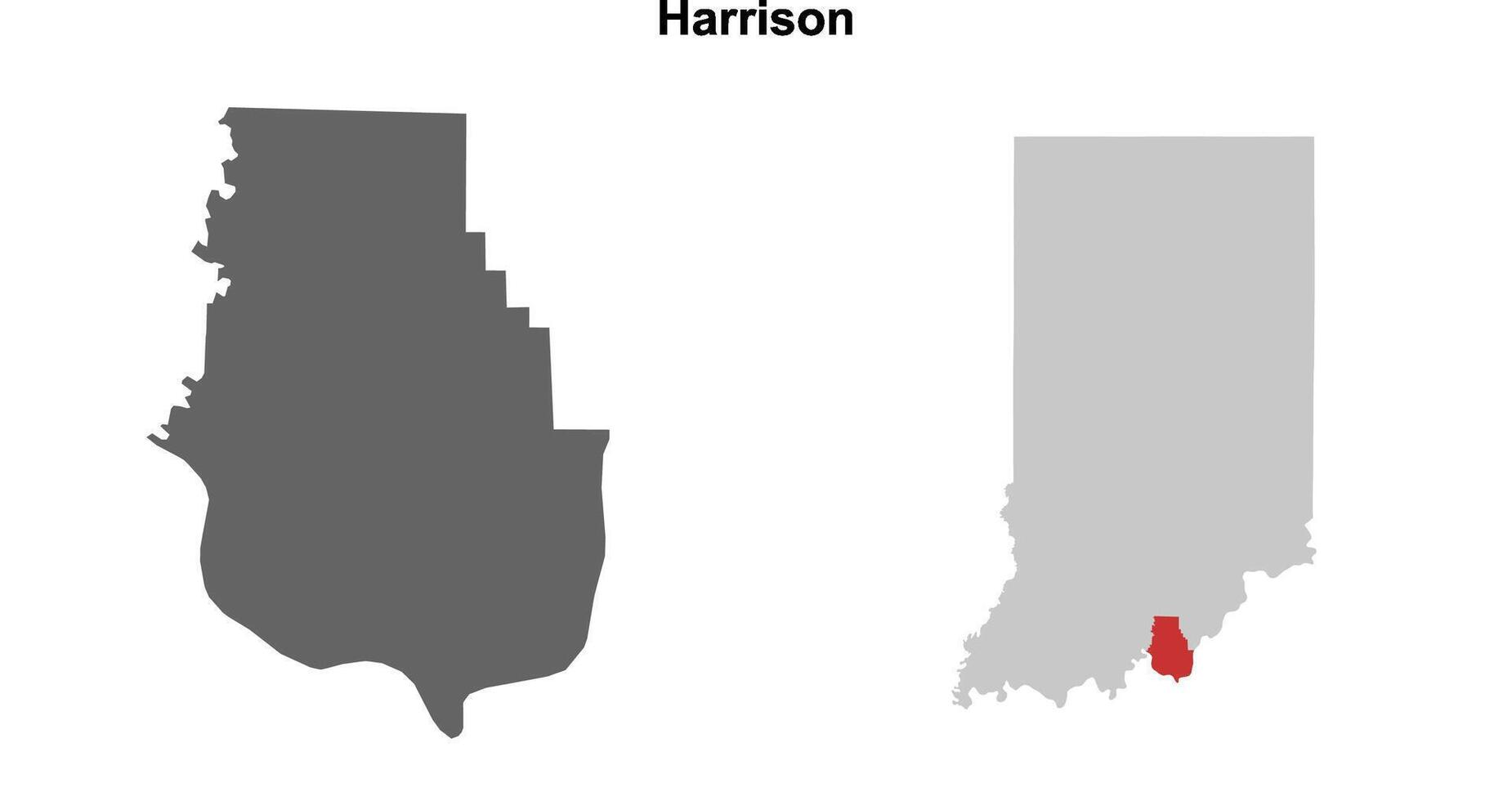 Harrison County, Indiana blank outline map set vector