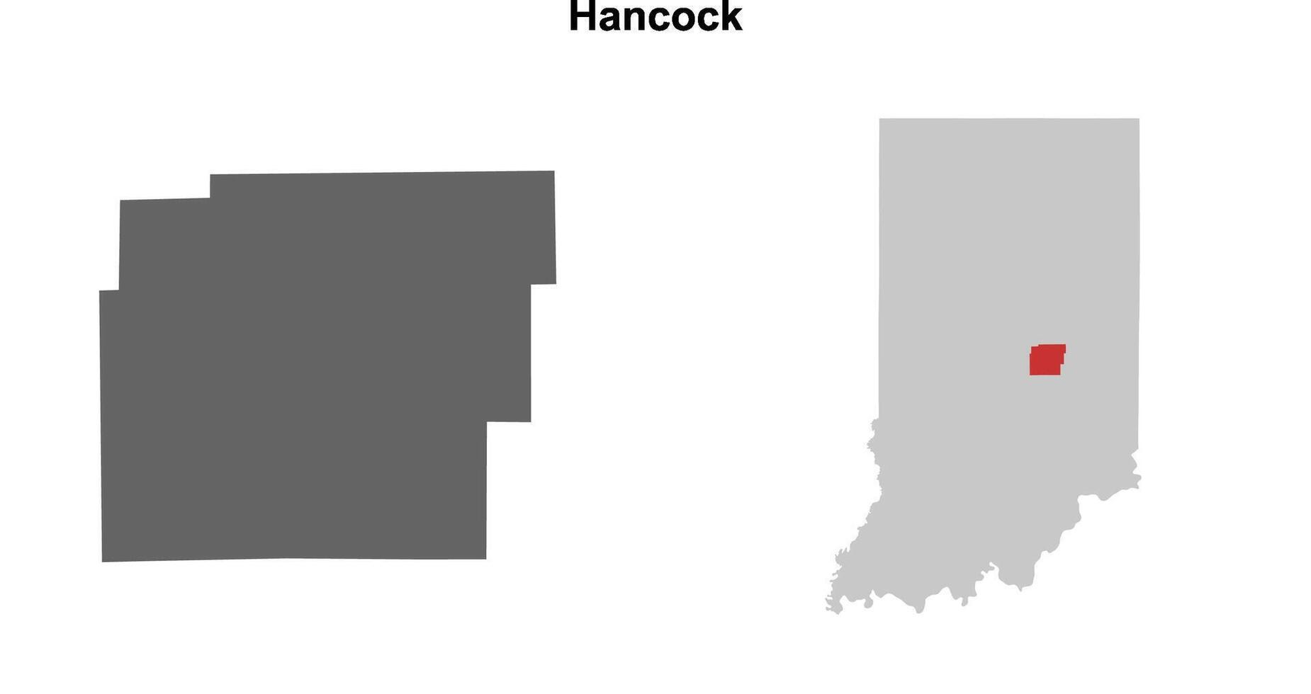 Hancock County, Indiana blank outline map set vector