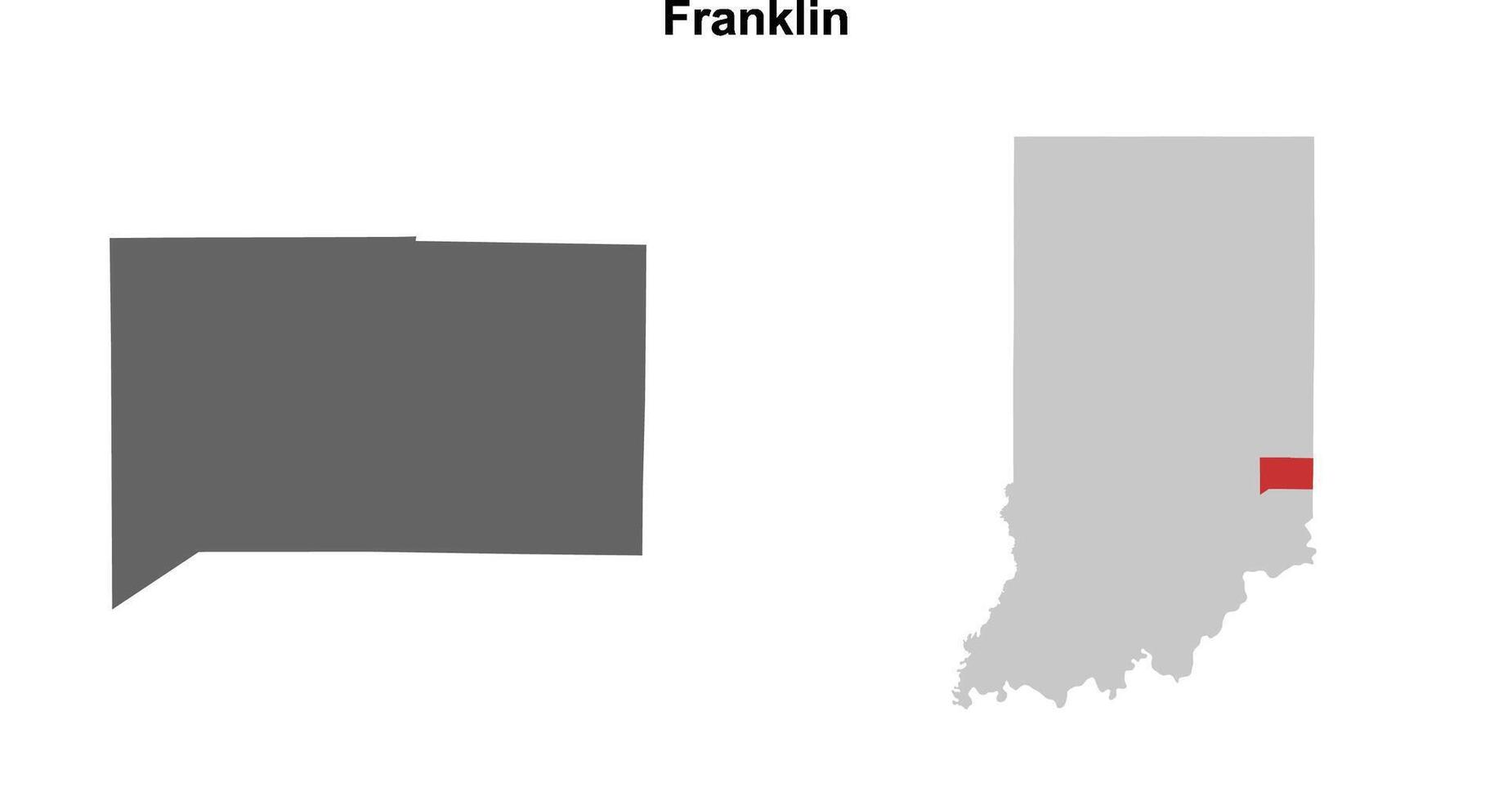Franklin County, Indiana blank outline map set vector