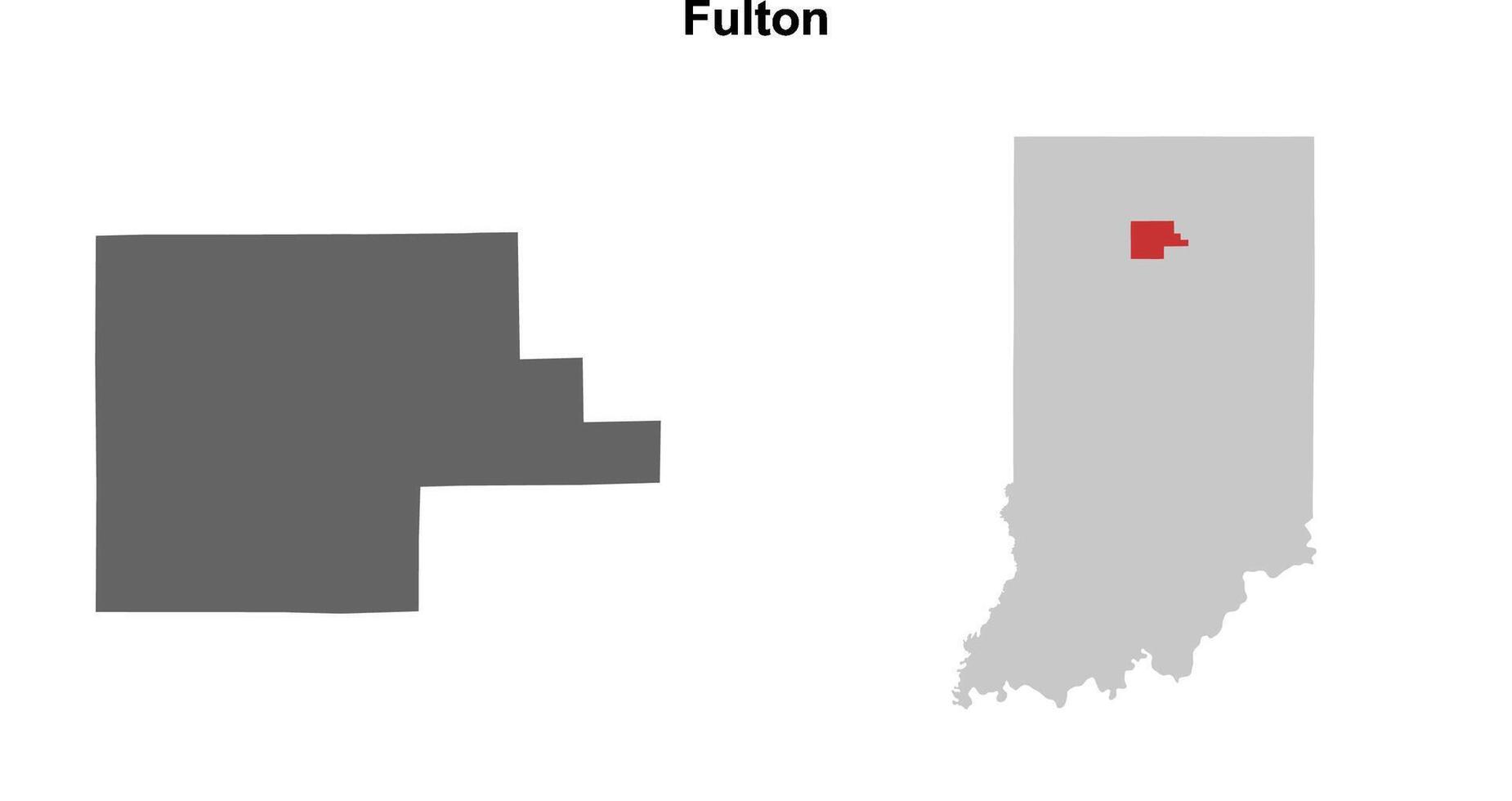 Fulton County, Indiana blank outline map set vector
