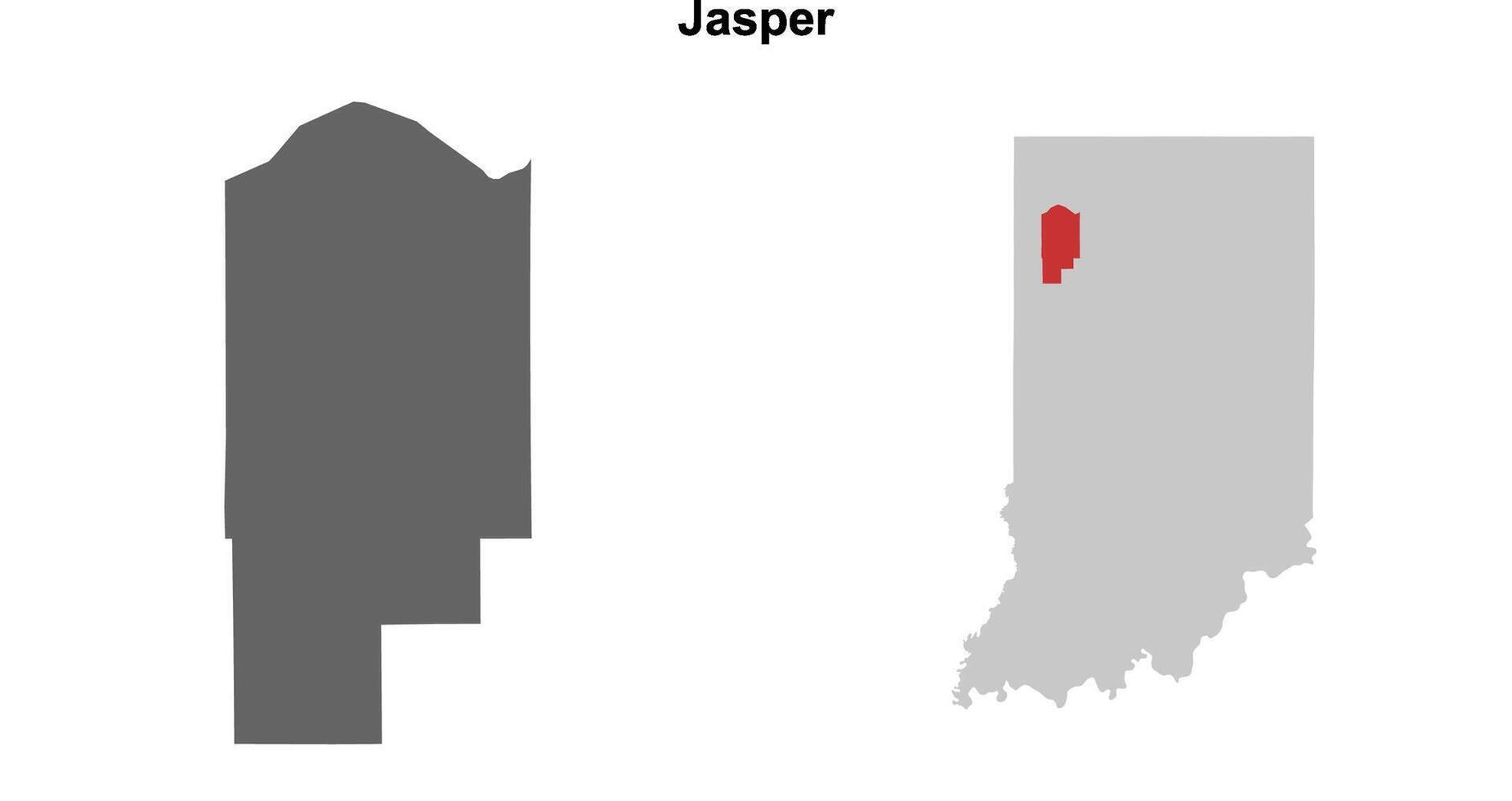 Jasper County, Indiana blank outline map set vector