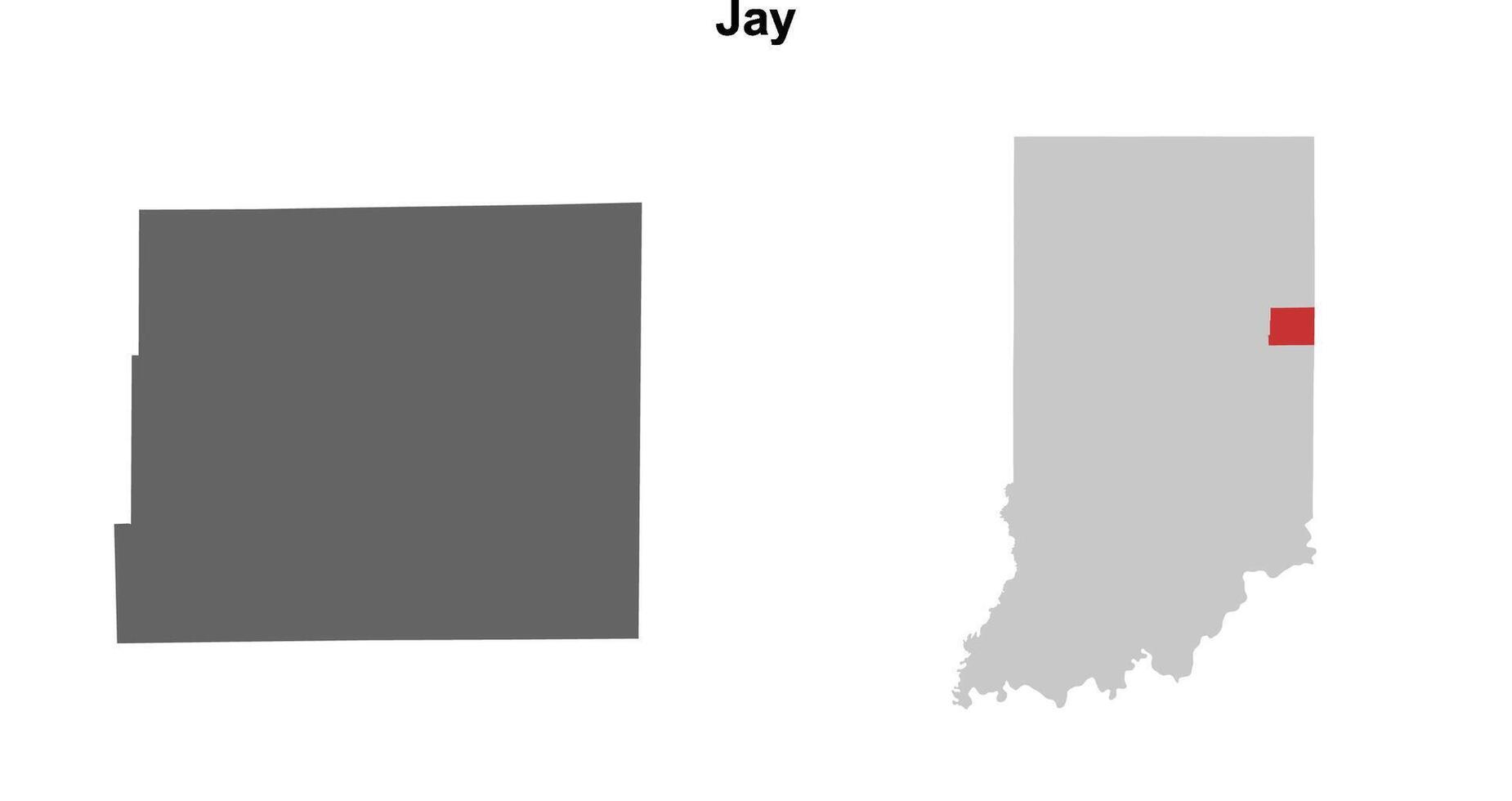 Jay County, Indiana blank outline map set vector