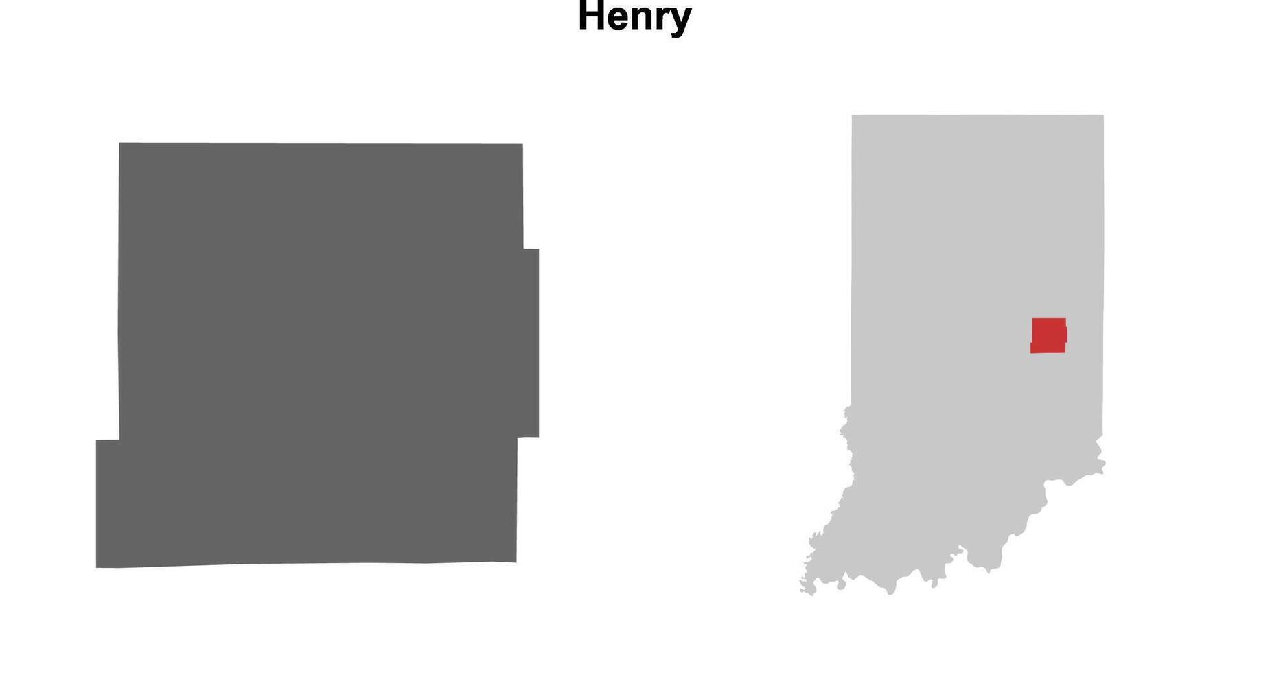 Henry County, Indiana blank outline map set vector