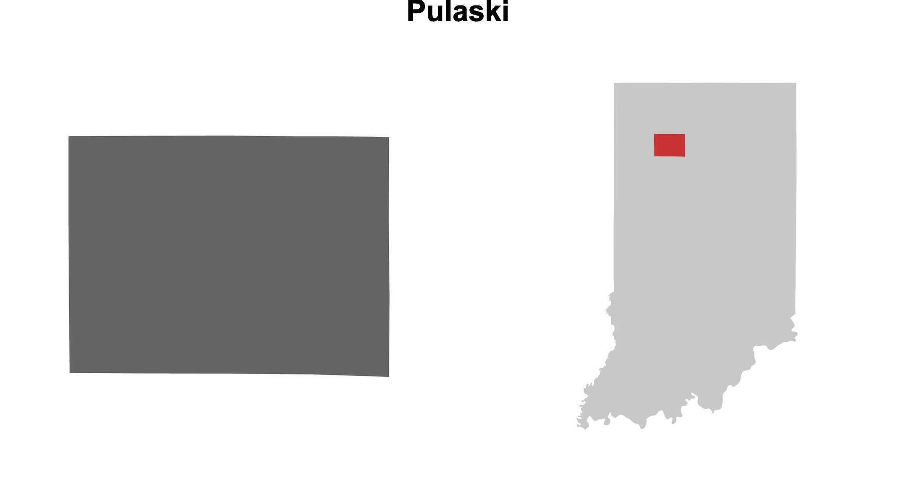Pulaski County, Indiana blank outline map set vector