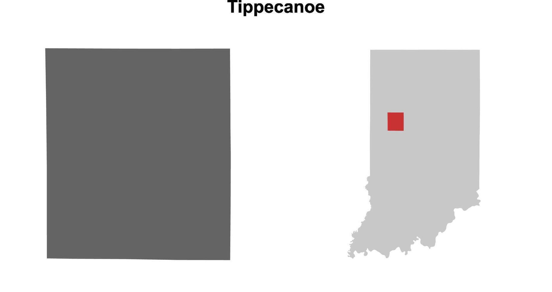 Tippecanoe County, Indiana blank outline map set vector