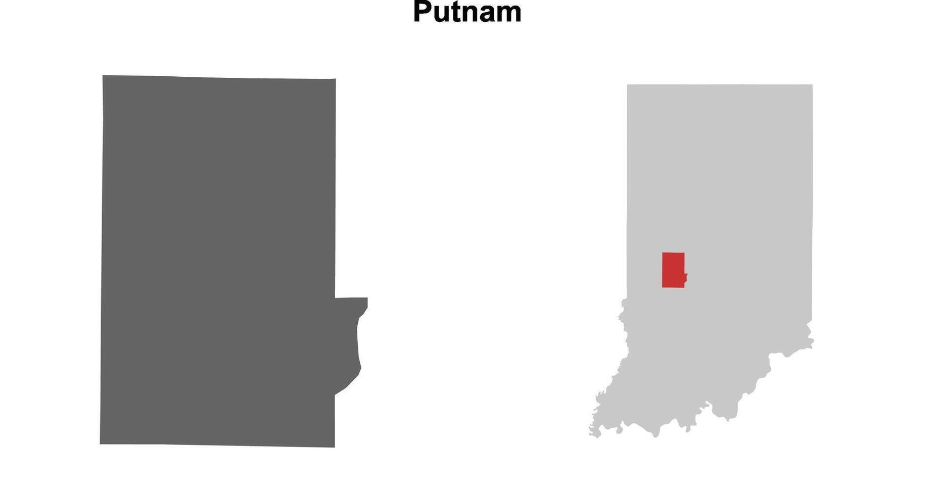 Putnam County, Indiana blank outline map set vector