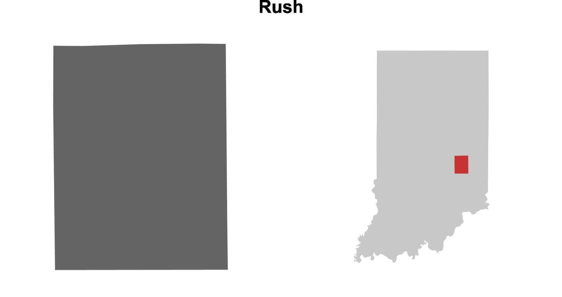Rush County, Indiana blank outline map set vector