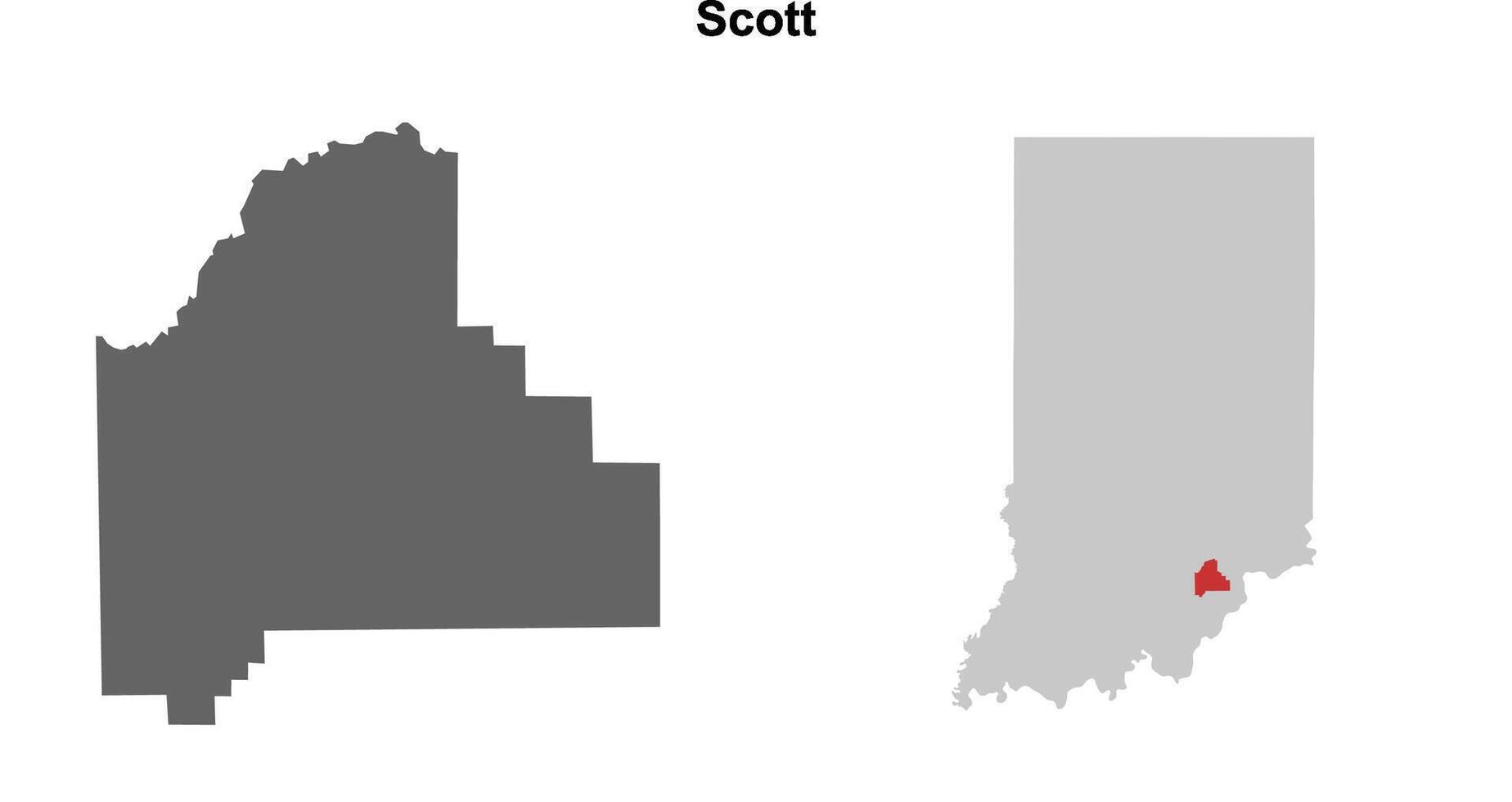 Scott County, Indiana blank outline map set vector