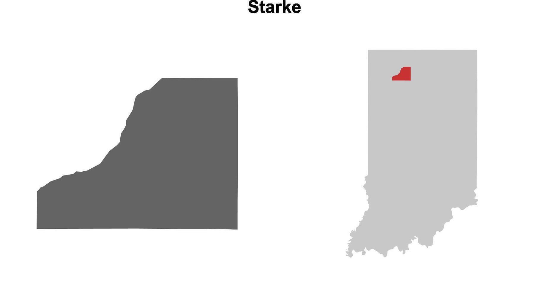 Starke County, Indiana blank outline map set vector