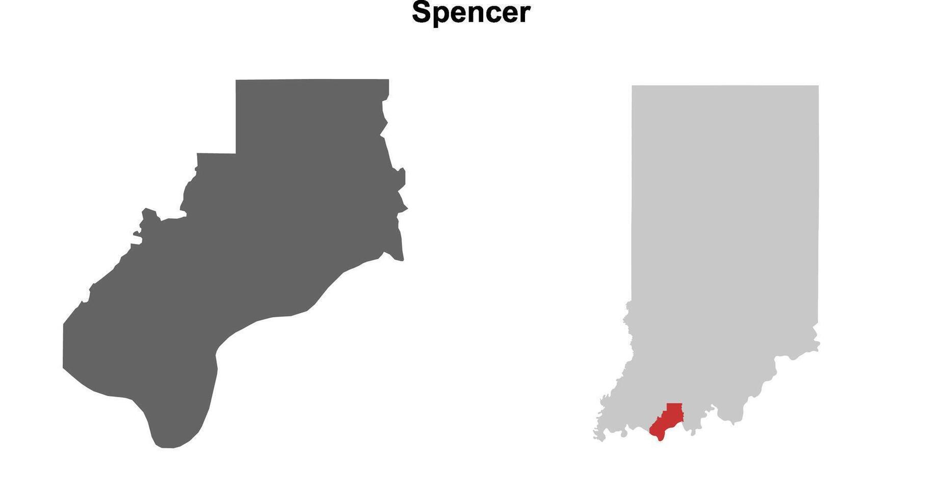 Spencer County, Indiana blank outline map set vector