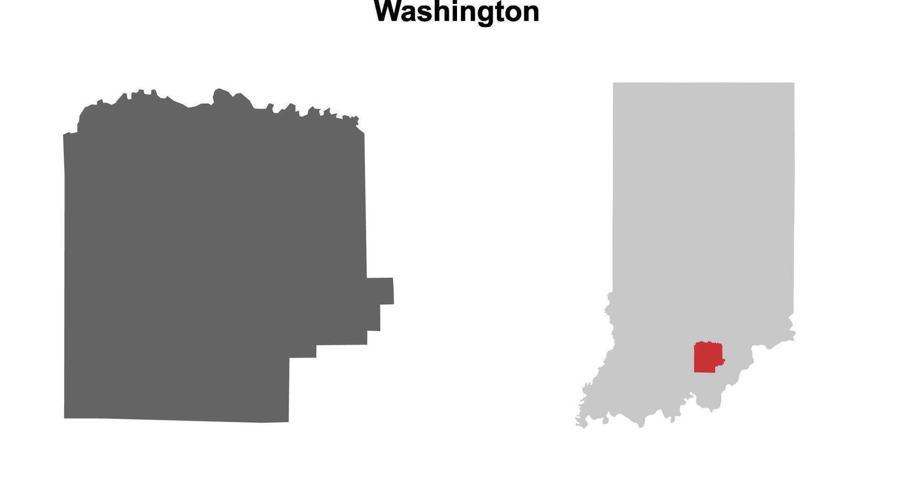 Washington County, Indiana blank outline map set vector