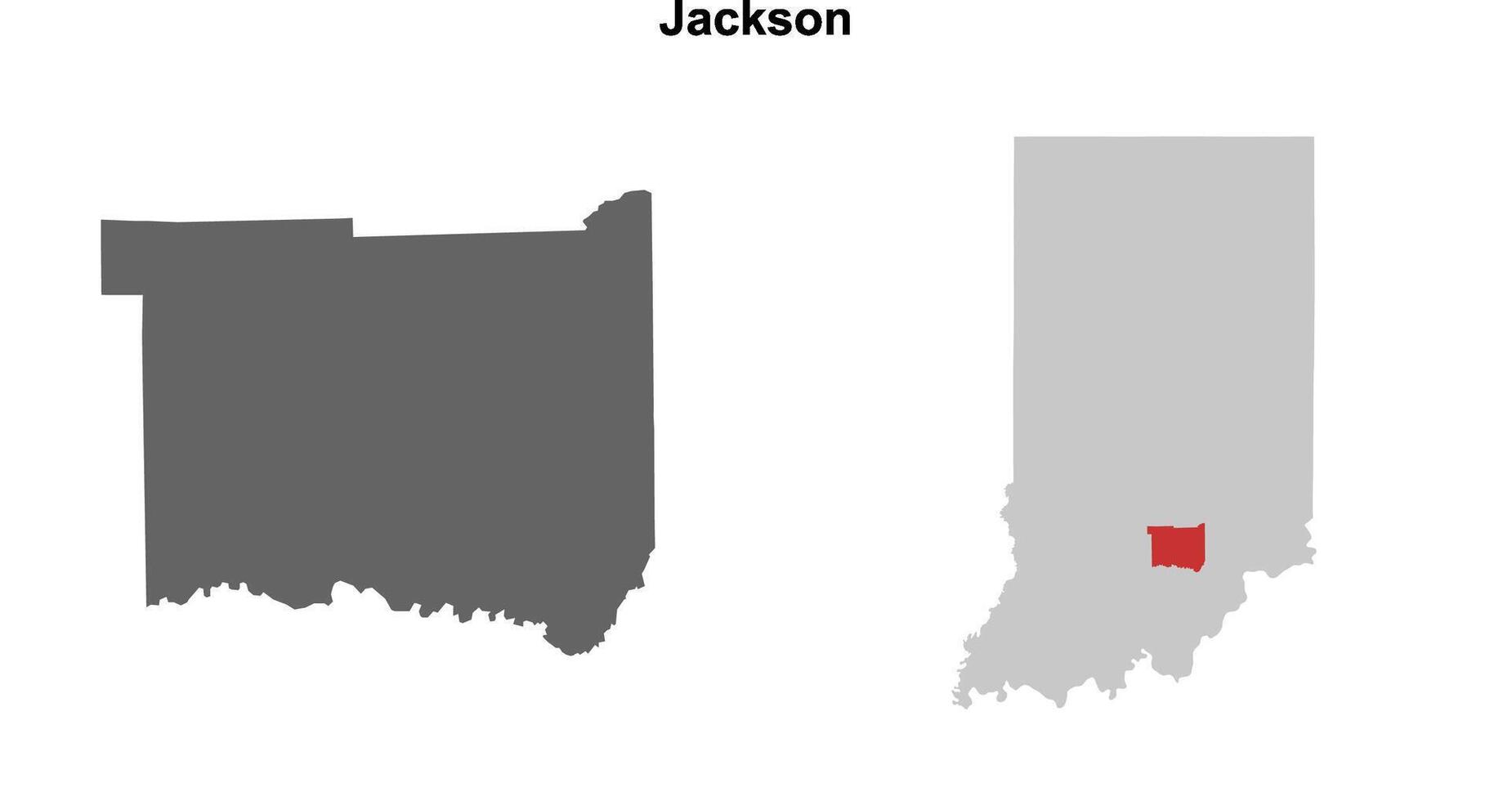 Jackson County, Indiana blank outline map set vector