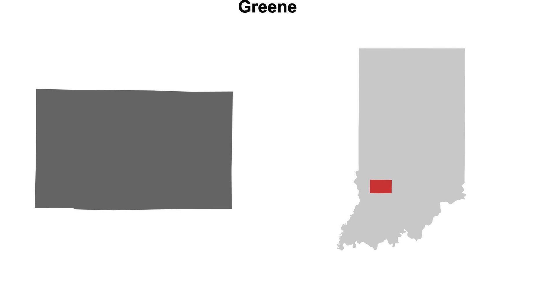 Greene County, Indiana blank outline map set vector