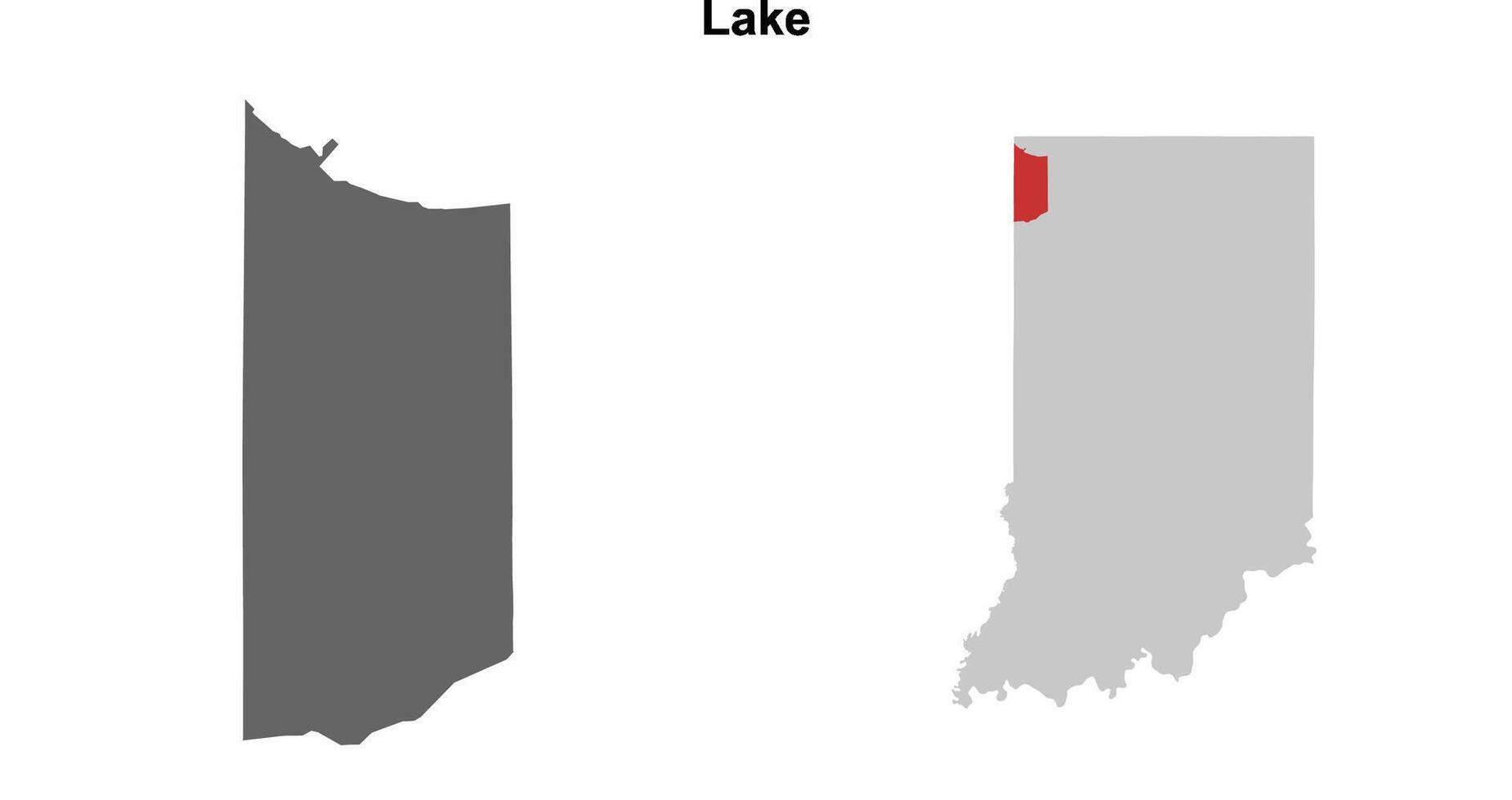 Lake County, Indiana blank outline map set vector