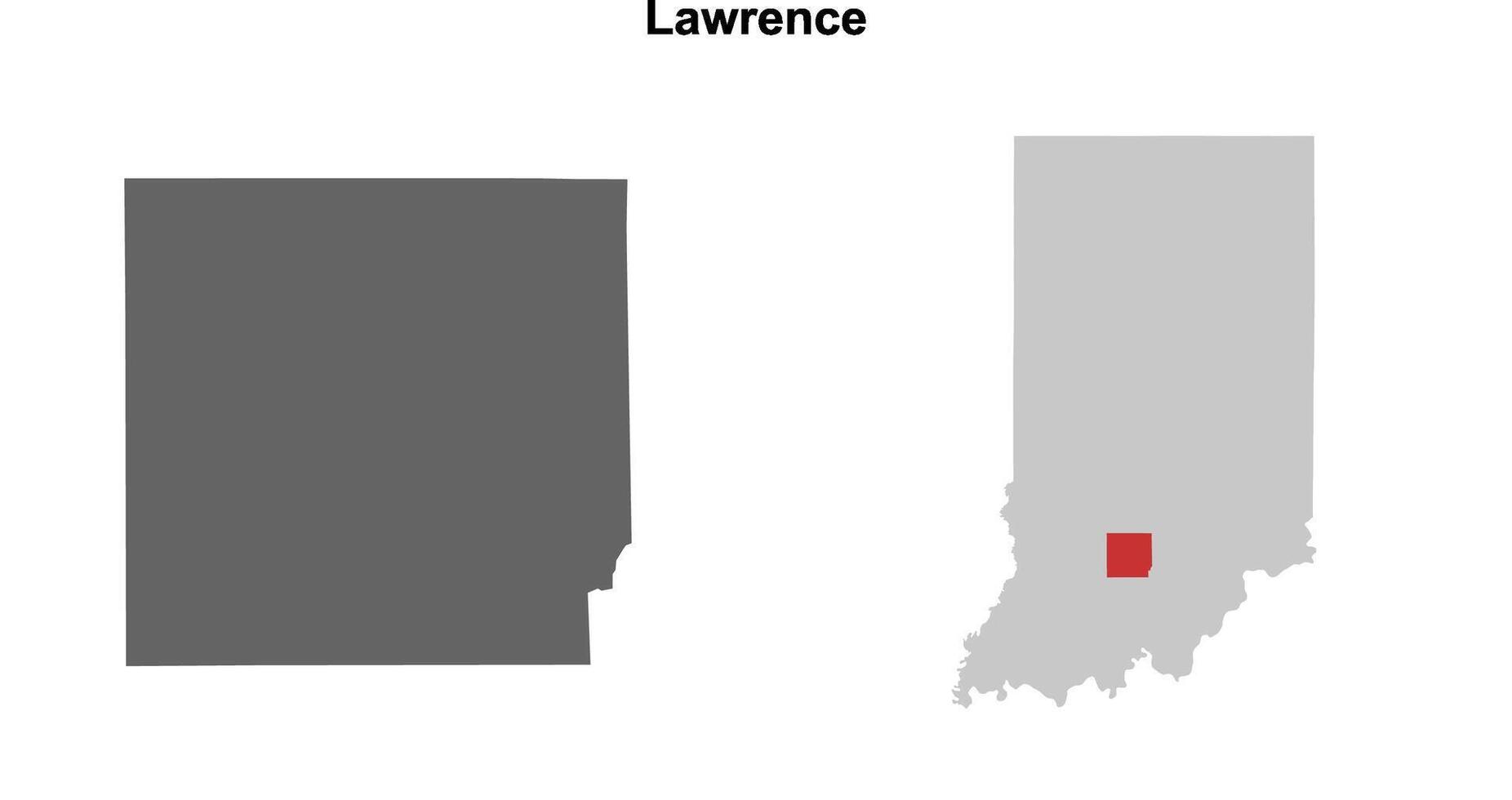 Lawrence County, Indiana blank outline map set vector